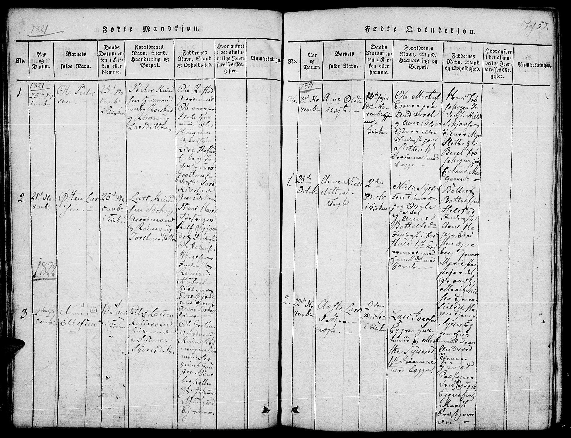 Lom prestekontor, SAH/PREST-070/L/L0001: Parish register (copy) no. 1, 1815-1836, p. 57