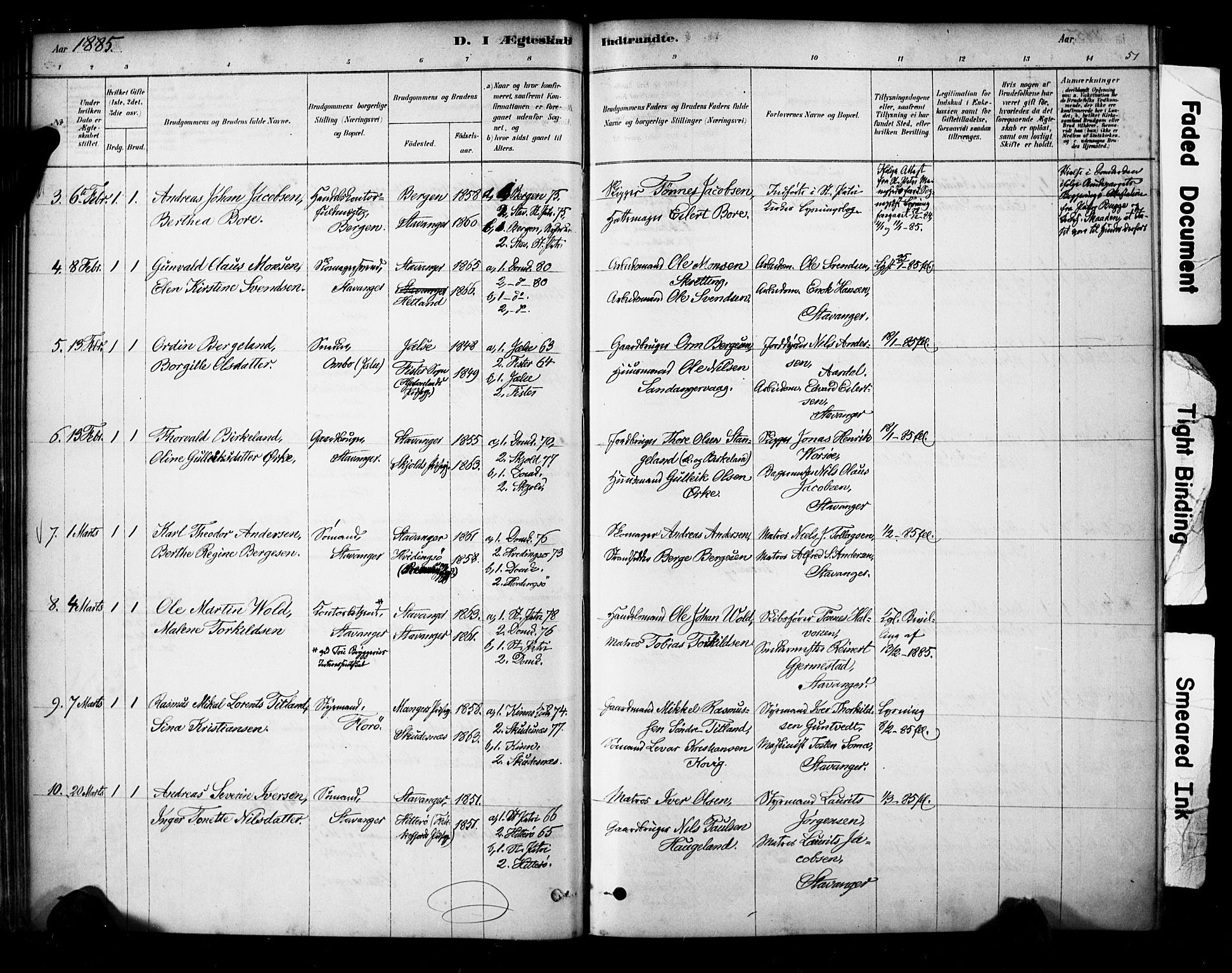 Domkirken sokneprestkontor, AV/SAST-A-101812/001/30/30BA/L0029: Parish register (official) no. A 28, 1878-1904, p. 51