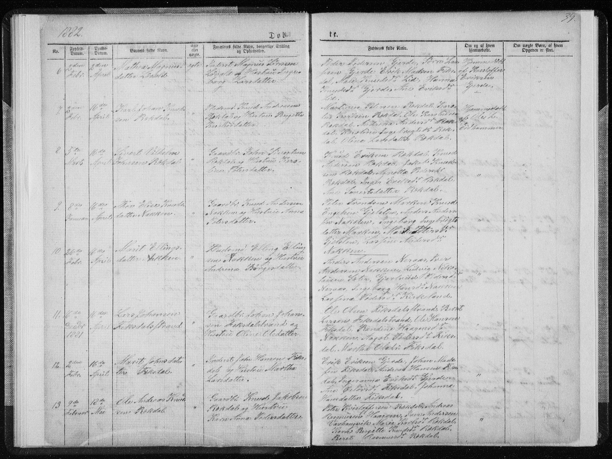 Ministerialprotokoller, klokkerbøker og fødselsregistre - Møre og Romsdal, AV/SAT-A-1454/540/L0541: Parish register (copy) no. 540C01, 1867-1920, p. 39