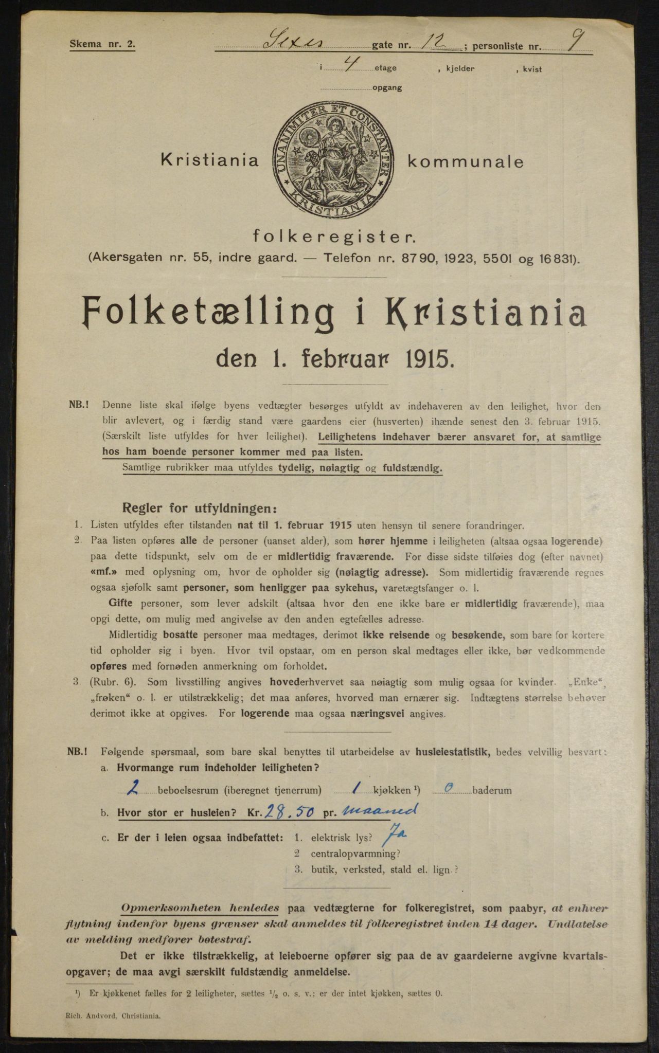 OBA, Municipal Census 1915 for Kristiania, 1915, p. 94635