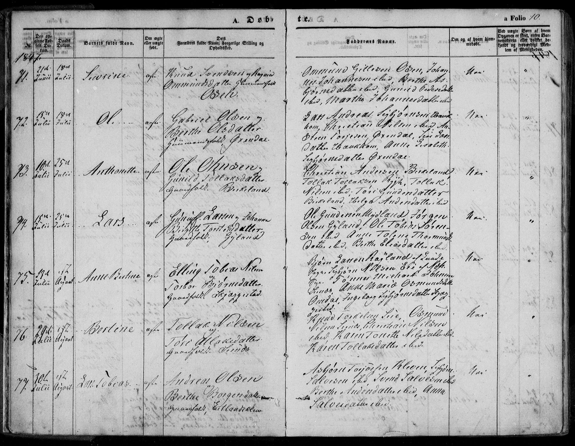 Bakke sokneprestkontor, AV/SAK-1111-0002/F/Fa/Faa/L0005: Parish register (official) no. A 5, 1847-1855, p. 10