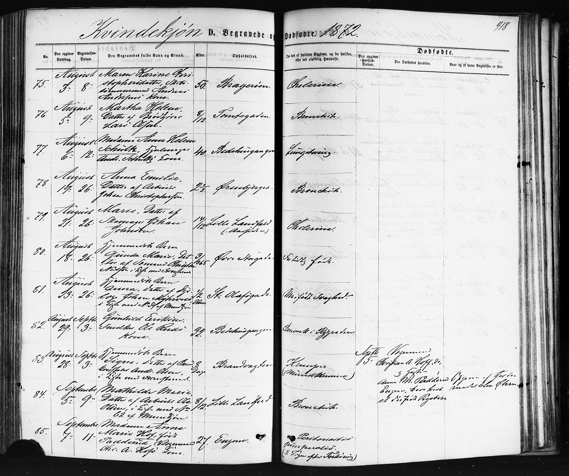 Bragernes kirkebøker, AV/SAKO-A-6/F/Fb/L0004: Parish register (official) no. II 4, 1869-1875, p. 418