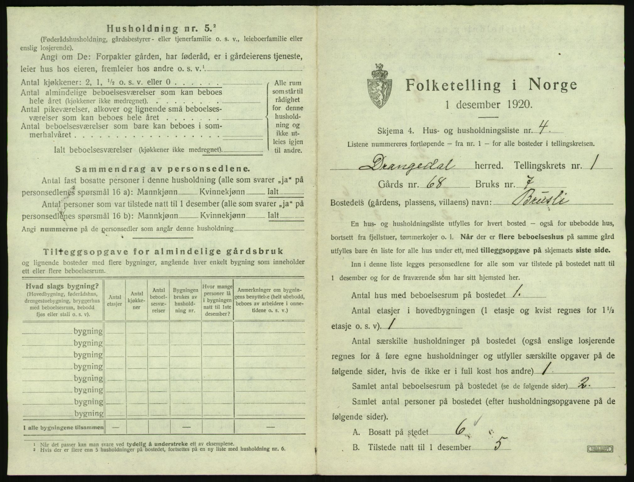 SAKO, 1920 census for Drangedal, 1920, p. 81