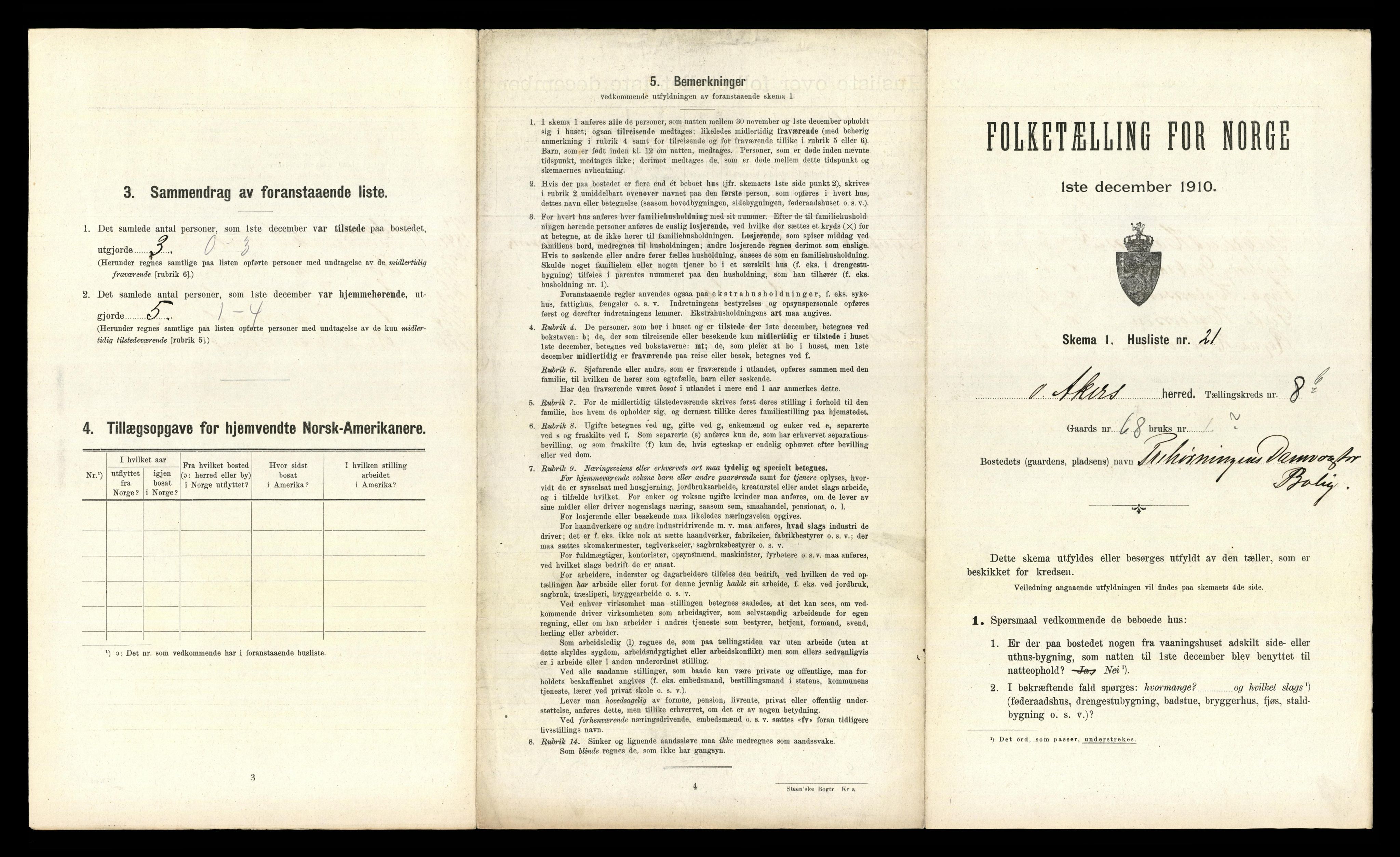 RA, 1910 census for Aker, 1910, p. 2735