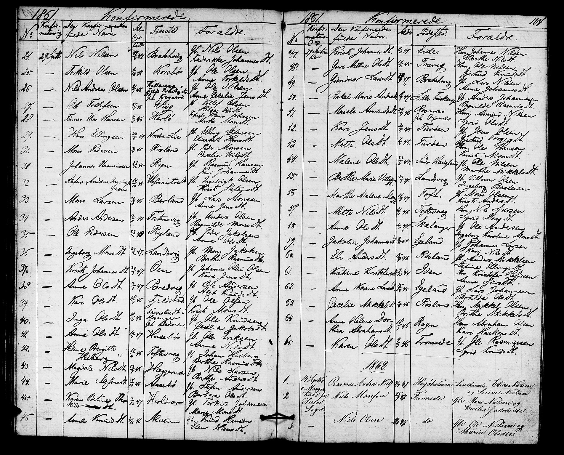 Herdla Sokneprestembete, SAB/A-75701/H/Hab: Parish register (copy) no. A 1, 1859-1880, p. 104
