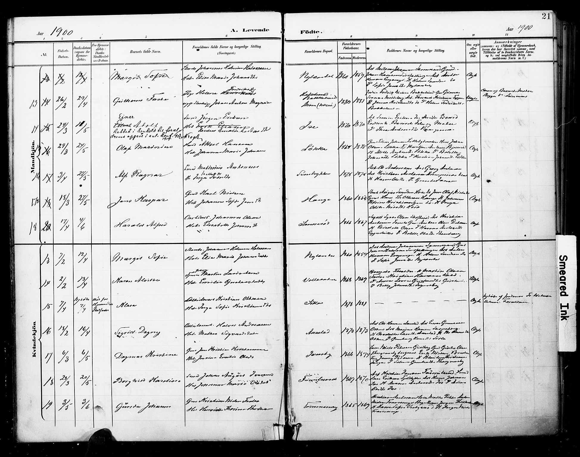 Skjeberg prestekontor Kirkebøker, SAO/A-10923/F/Fa/L0010: Parish register (official) no. I 10, 1898-1911, p. 21
