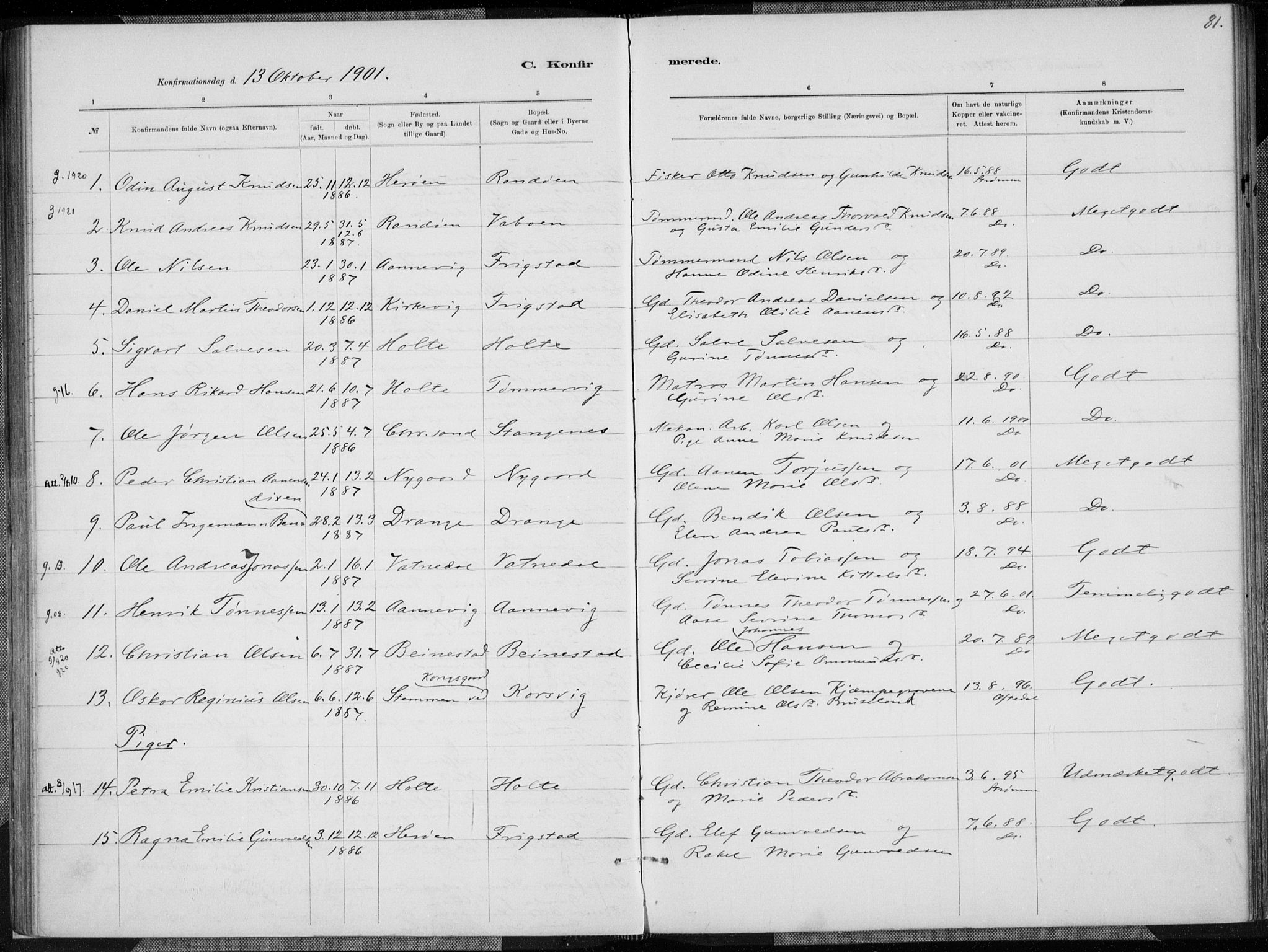 Oddernes sokneprestkontor, AV/SAK-1111-0033/F/Fa/Fab/L0002: Parish register (official) no. A 2, 1884-1903, p. 81