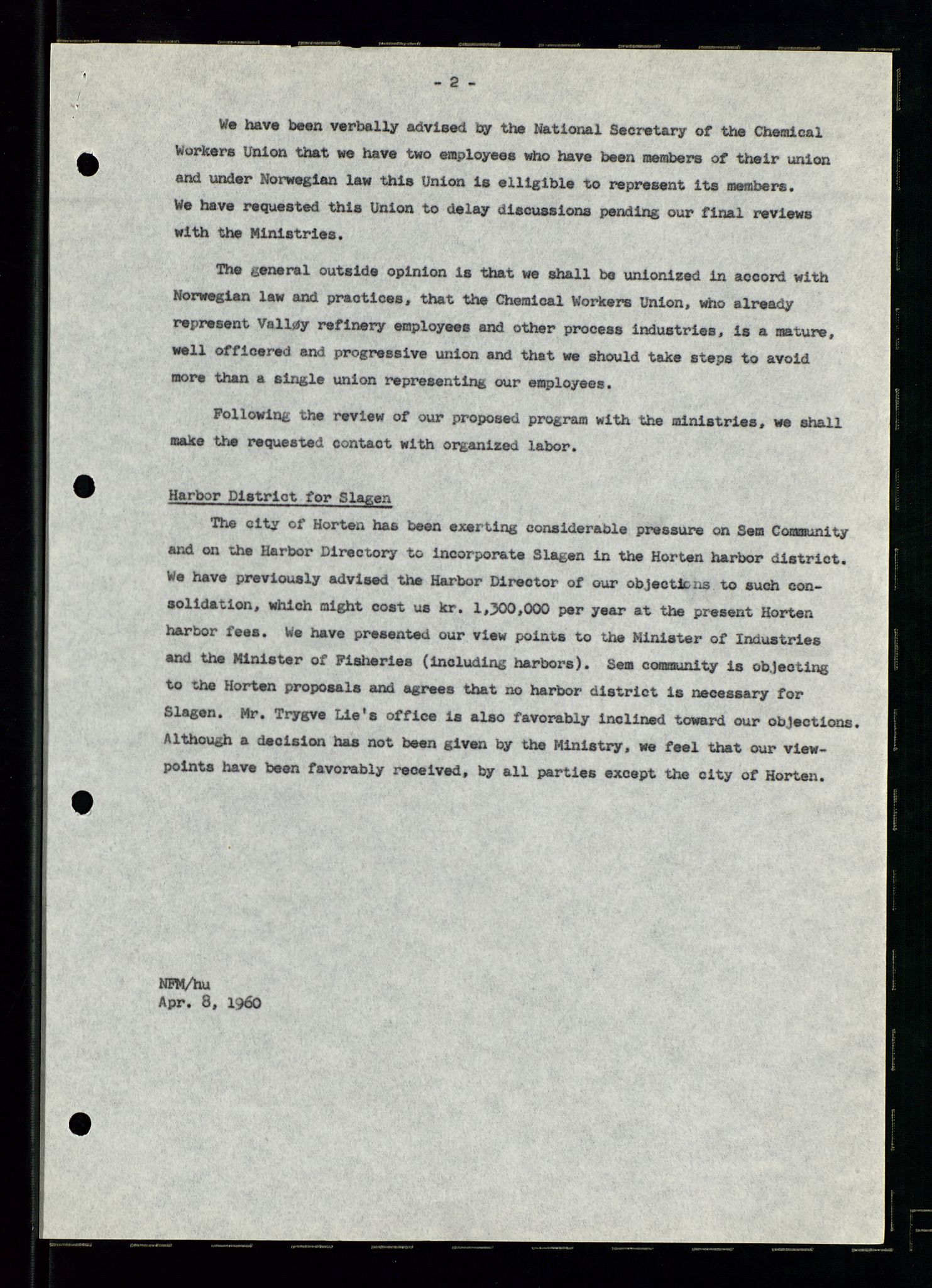 PA 1537 - A/S Essoraffineriet Norge, AV/SAST-A-101957/A/Aa/L0002/0001: Styremøter / Shareholder meetings, Board meeting minutes, 1957-1961, p. 97