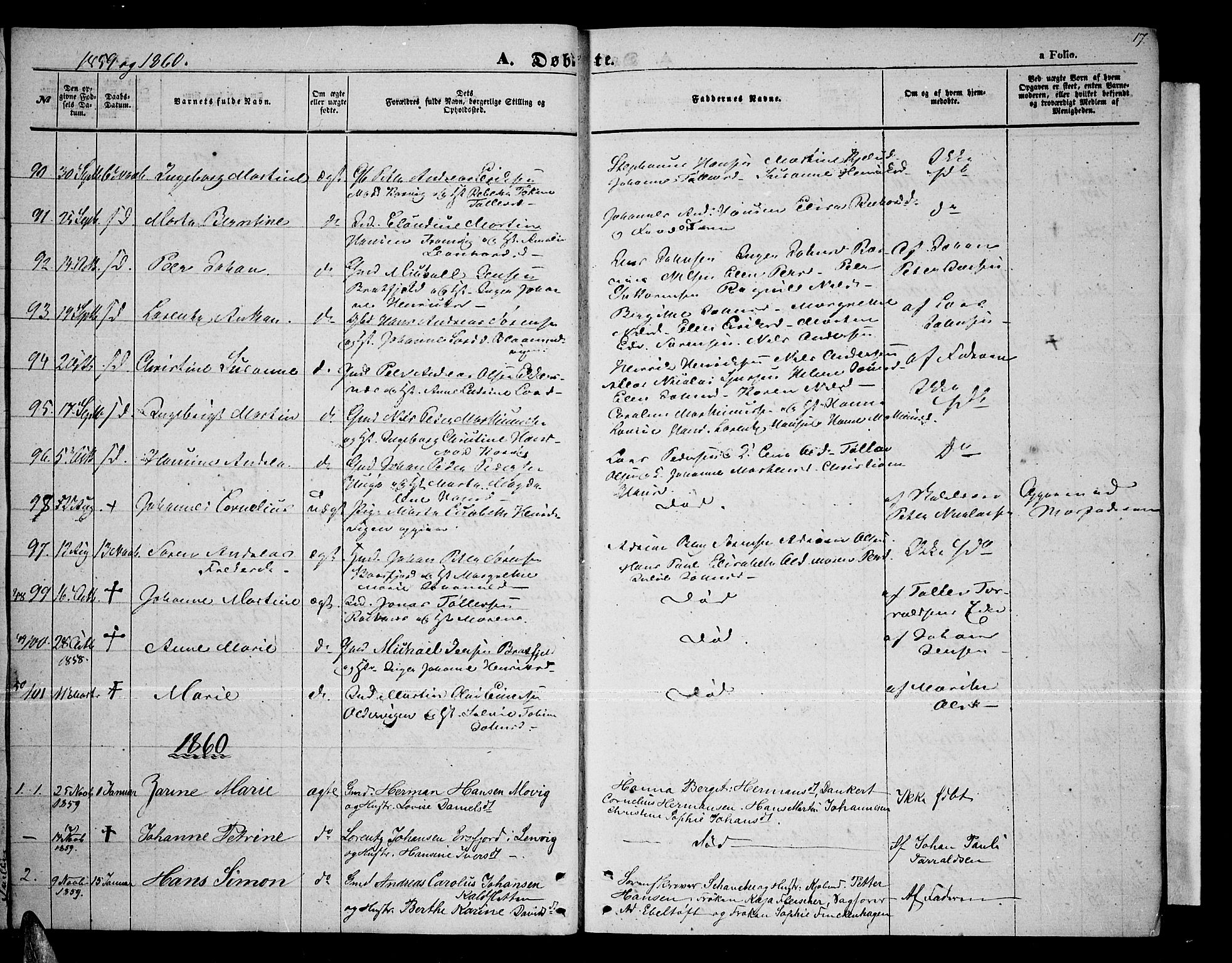 Tromsøysund sokneprestkontor, SATØ/S-1304/G/Gb/L0001klokker: Parish register (copy) no. 1, 1857-1869, p. 17