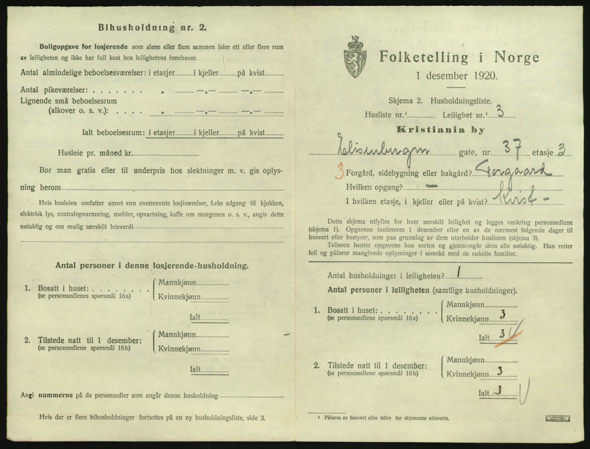 SAO, 1920 census for Kristiania, 1920, p. 19816