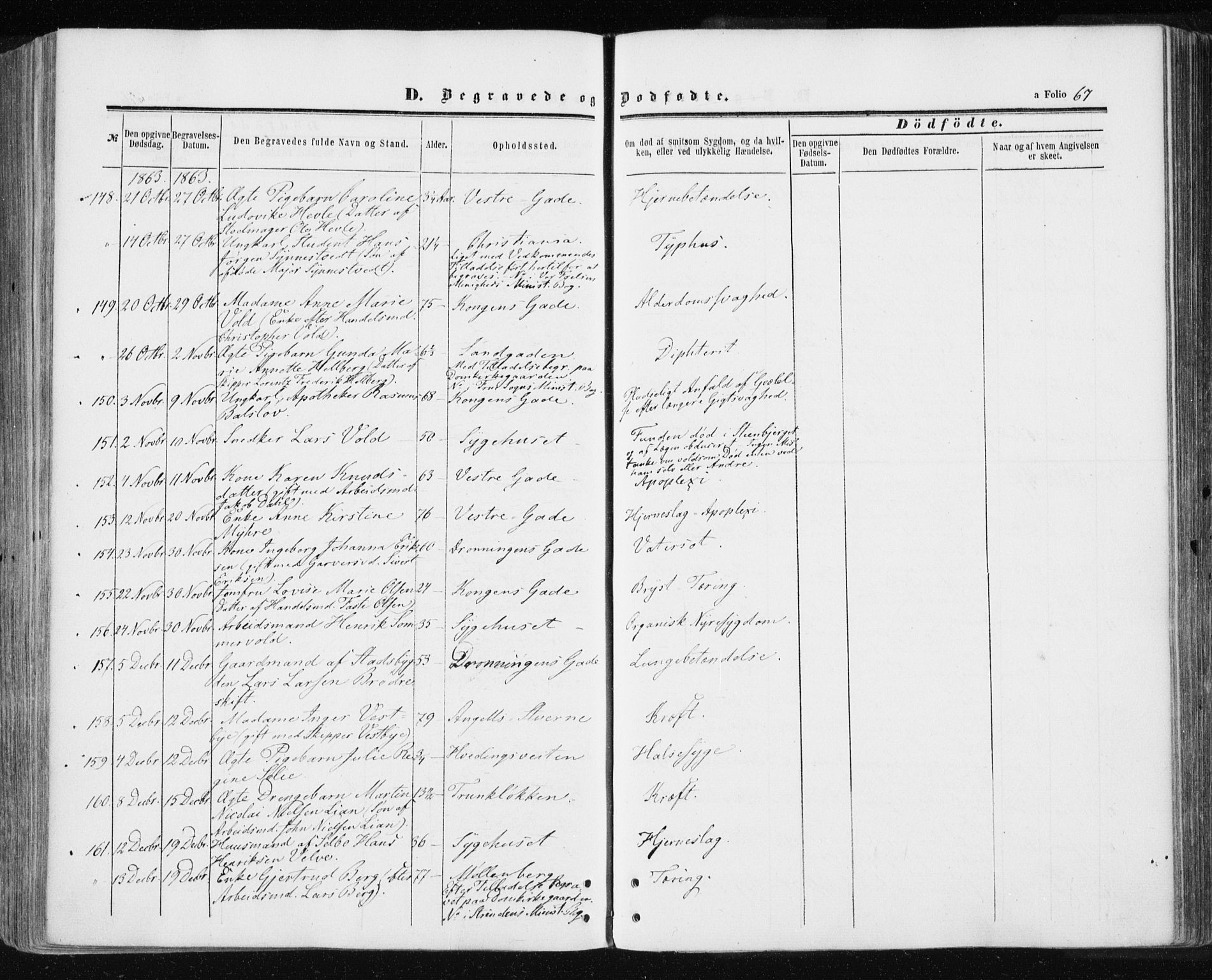 Ministerialprotokoller, klokkerbøker og fødselsregistre - Sør-Trøndelag, SAT/A-1456/601/L0053: Parish register (official) no. 601A21, 1857-1865, p. 67