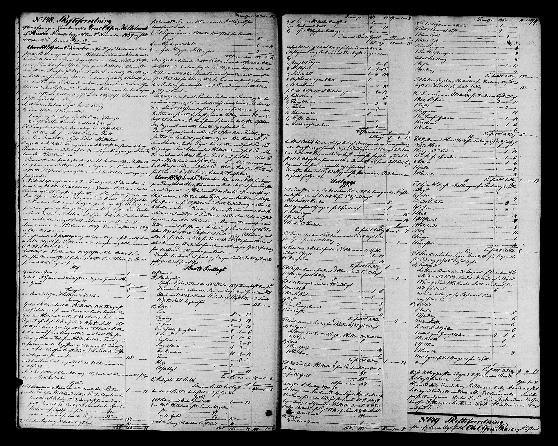 Nordhordland sorenskrivar, AV/SAB-A-2901/1/H/Ha/L0021: Skifteprotokollar Nordhordland , 1839-1859, p. 13b-14a