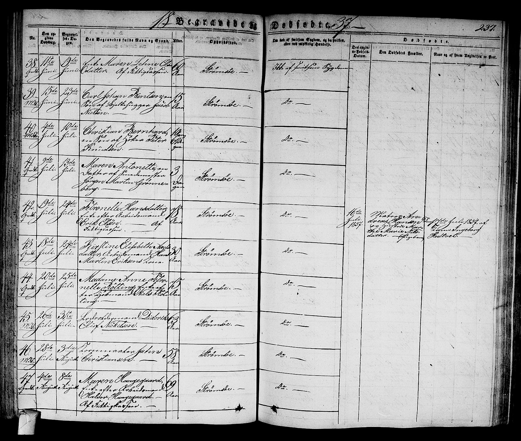 Strømsø kirkebøker, SAKO/A-246/F/Fa/L0012: Parish register (official) no. I 12, 1830-1847, p. 237