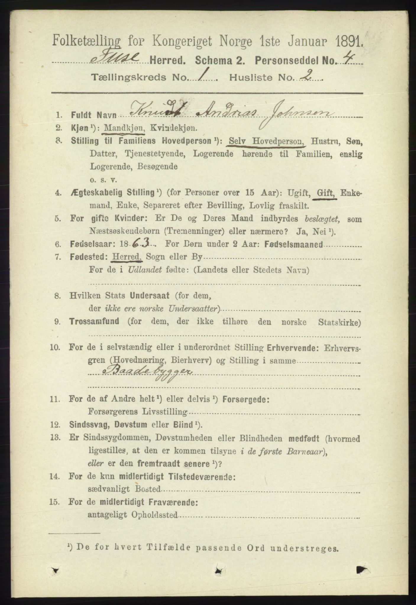 RA, 1891 census for 1241 Fusa, 1891, p. 83