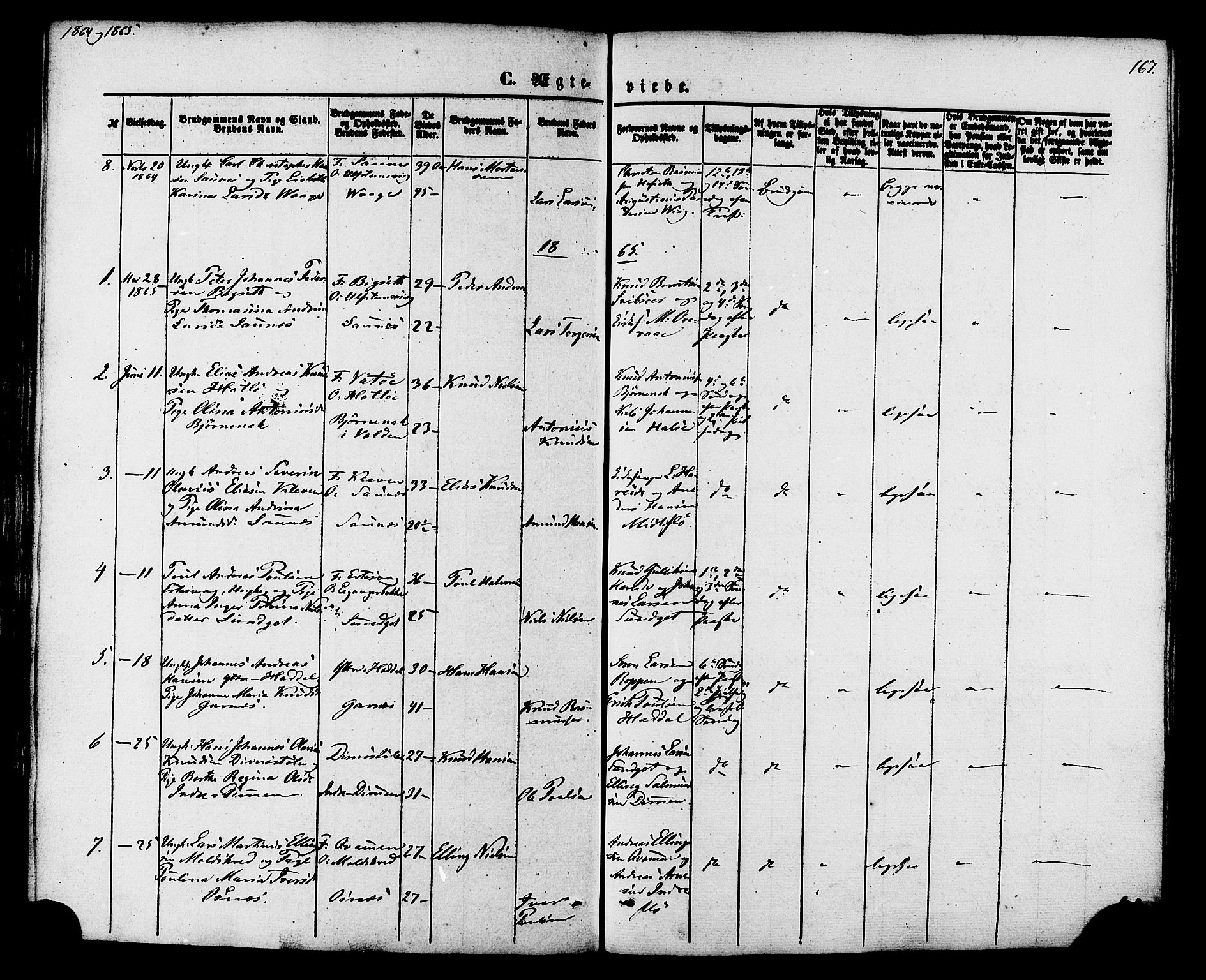 Ministerialprotokoller, klokkerbøker og fødselsregistre - Møre og Romsdal, AV/SAT-A-1454/509/L0105: Parish register (official) no. 509A03, 1848-1882, p. 167