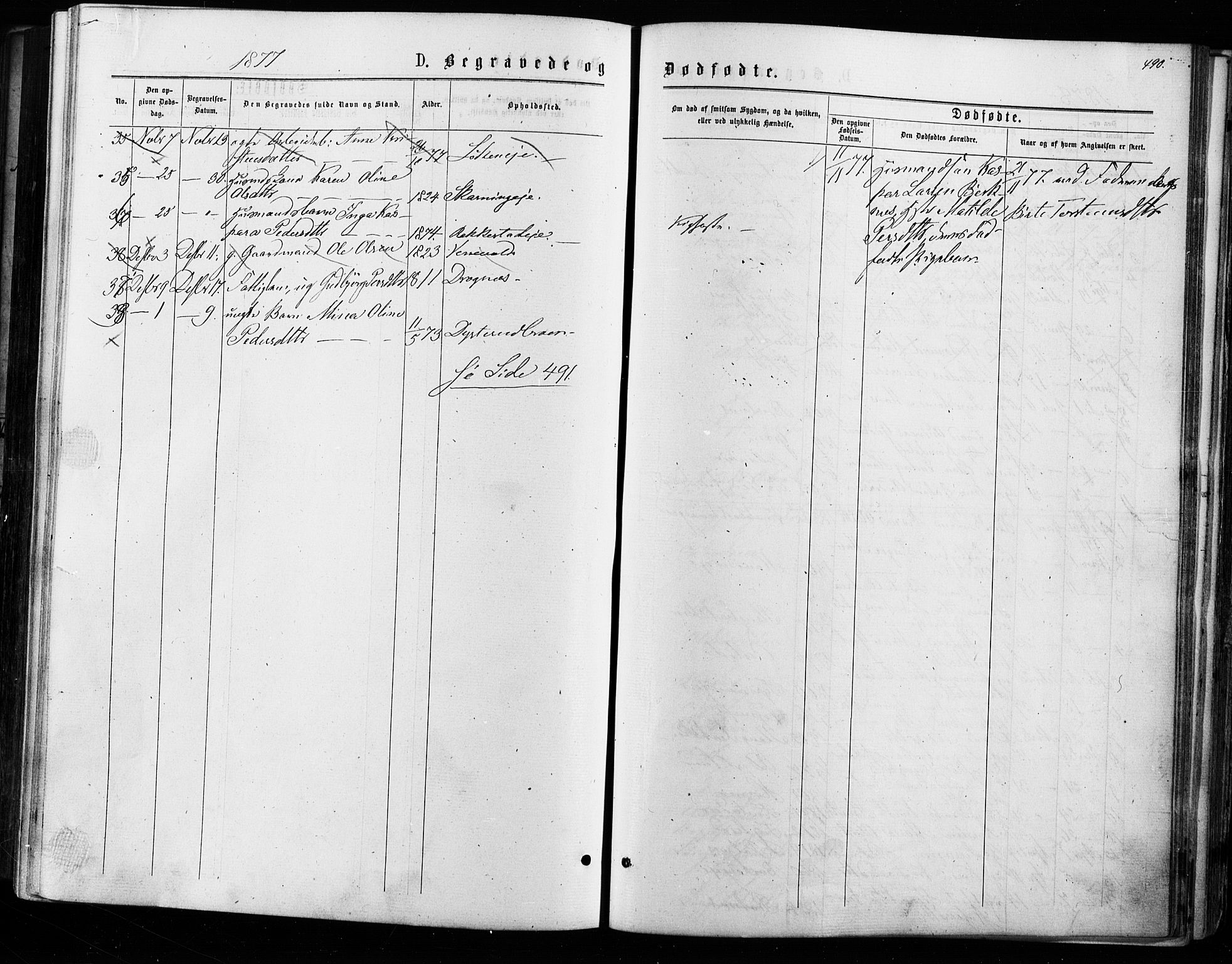 Nes prestekontor Kirkebøker, AV/SAO-A-10410/F/Fa/L0009: Parish register (official) no. I 9, 1875-1882, p. 490