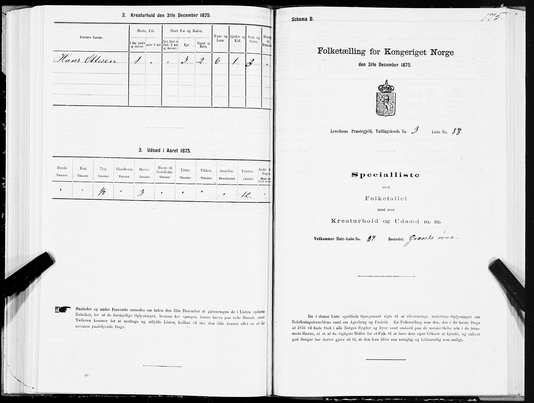 SAT, 1875 census for 1718P Leksvik, 1875, p. 2175