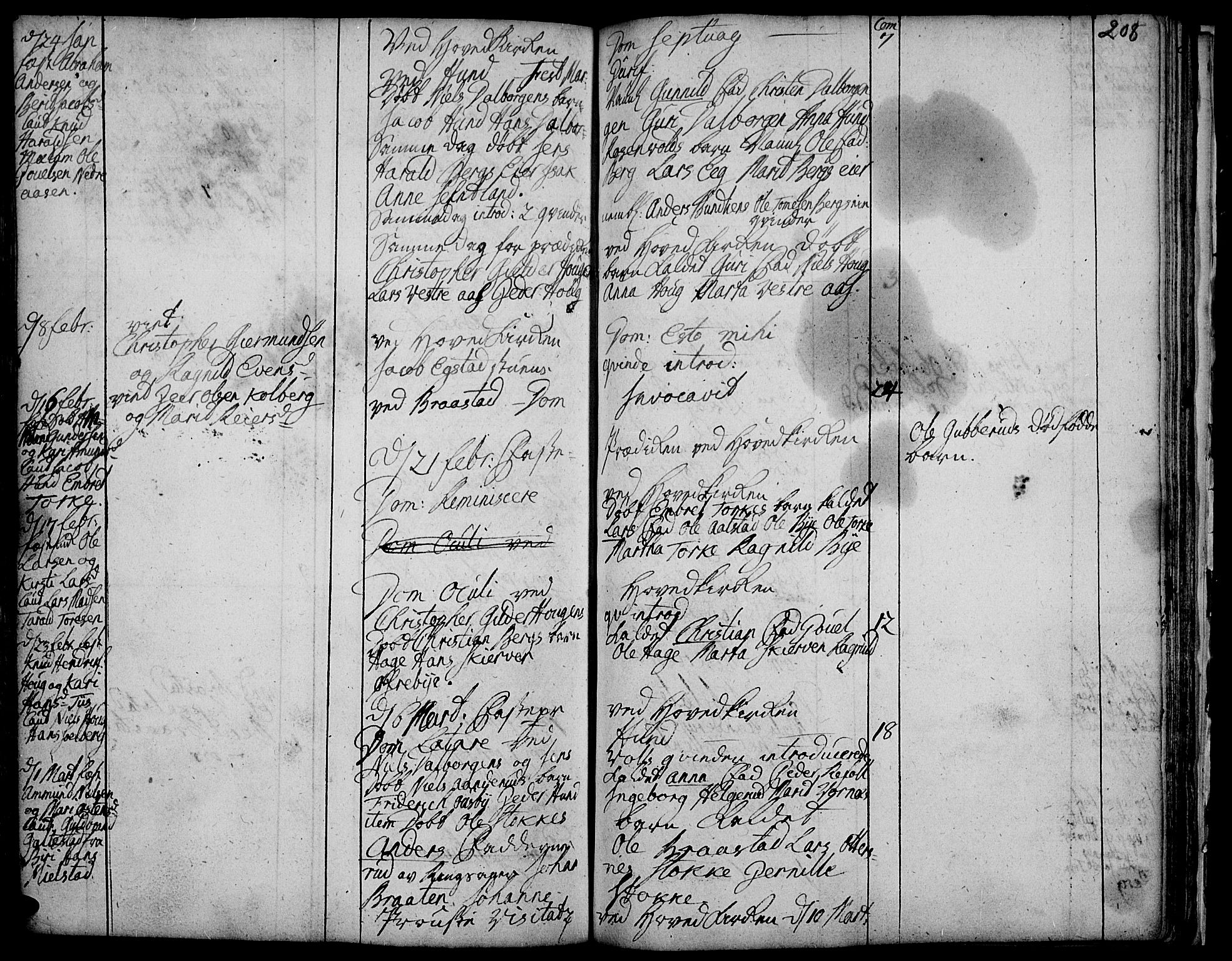 Vardal prestekontor, SAH/PREST-100/H/Ha/Haa/L0001: Parish register (official) no. 1, 1706-1748, p. 208