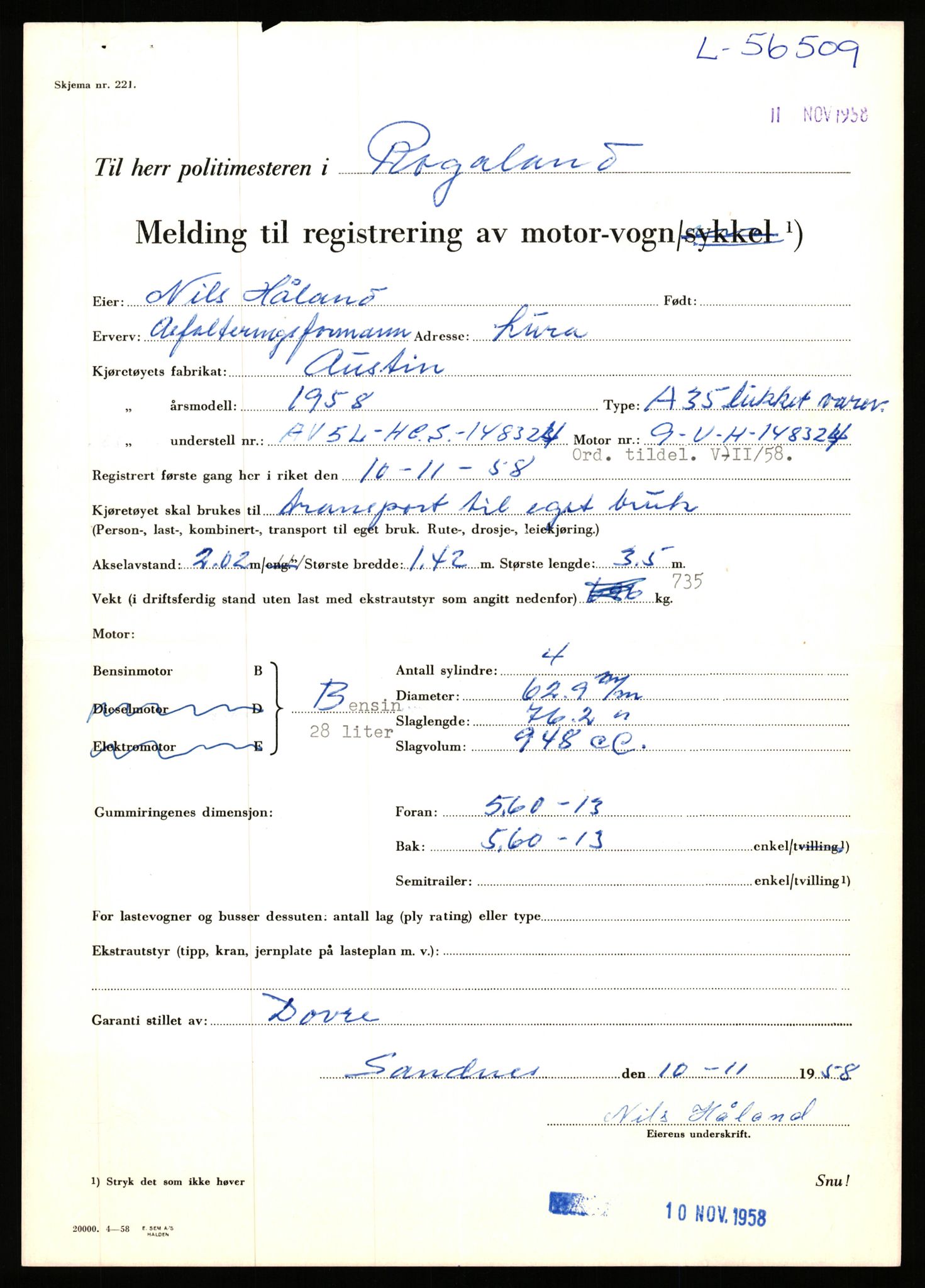 Stavanger trafikkstasjon, AV/SAST-A-101942/0/F/L0056: L-56500 - L-57199, 1930-1971, p. 33