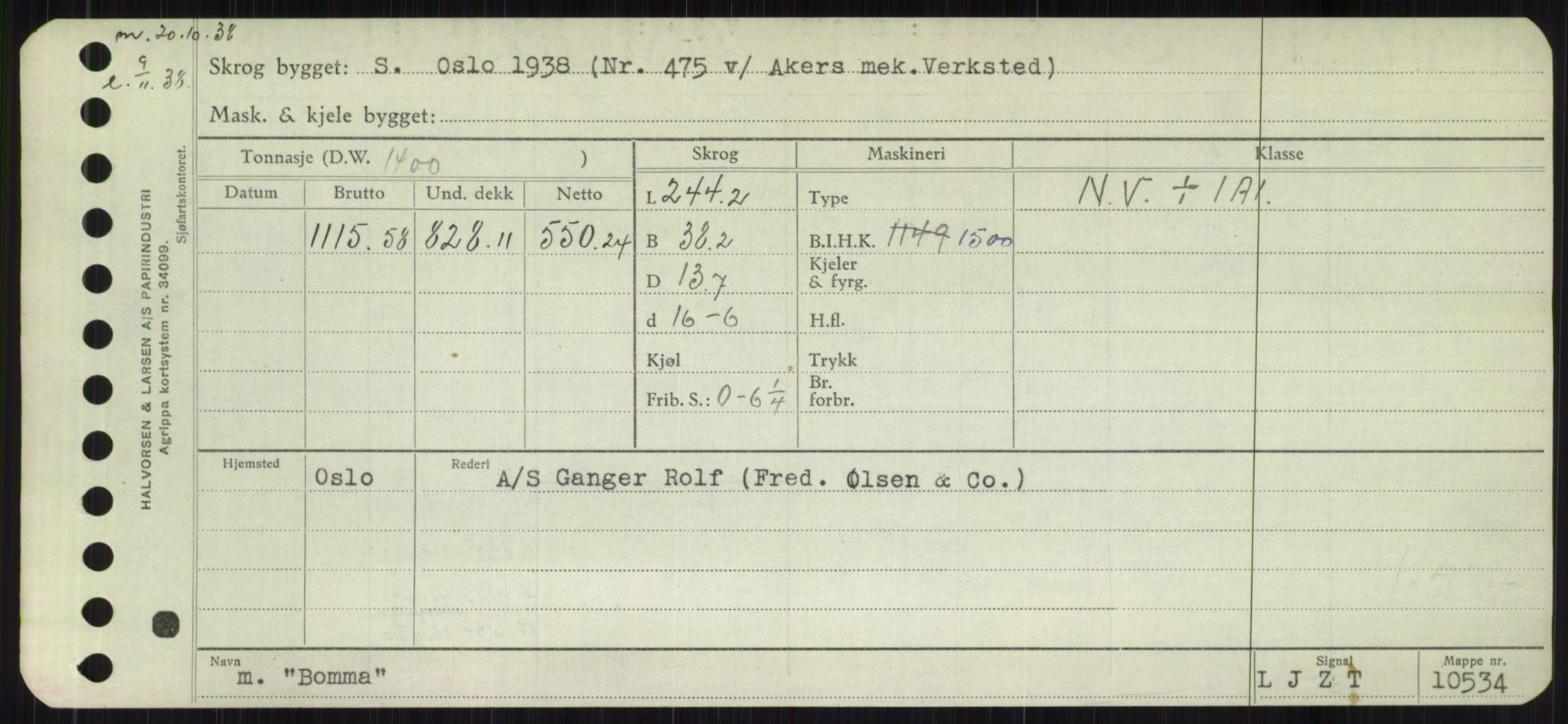 Sjøfartsdirektoratet med forløpere, Skipsmålingen, RA/S-1627/H/Hb/L0001: Fartøy, A-D, p. 307