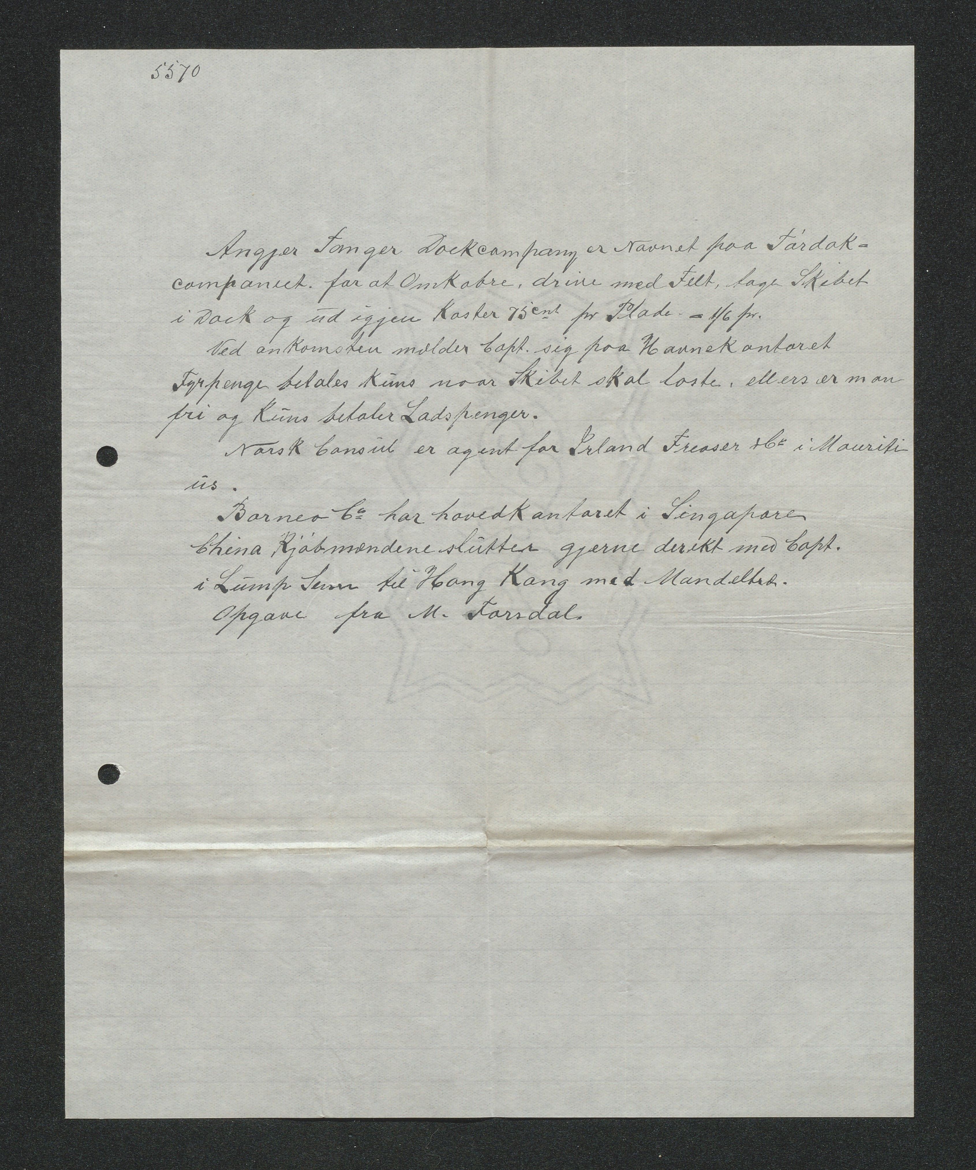 O. Terjesens rederi, AAKS/PA-2525/E/E01/L0011: Korrespondanse, 1903