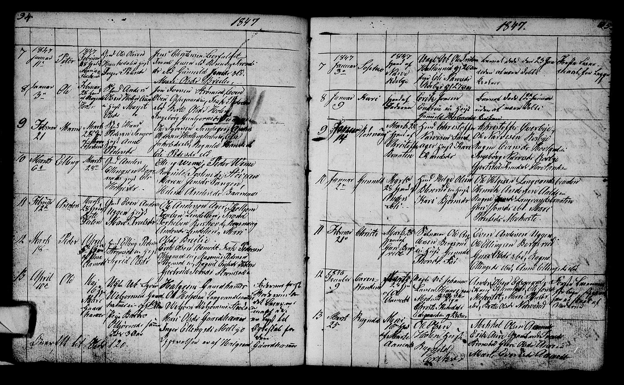 Lunder kirkebøker, SAKO/A-629/G/Ga/L0001: Parish register (copy) no. I 1, 1832-1849, p. 94-95