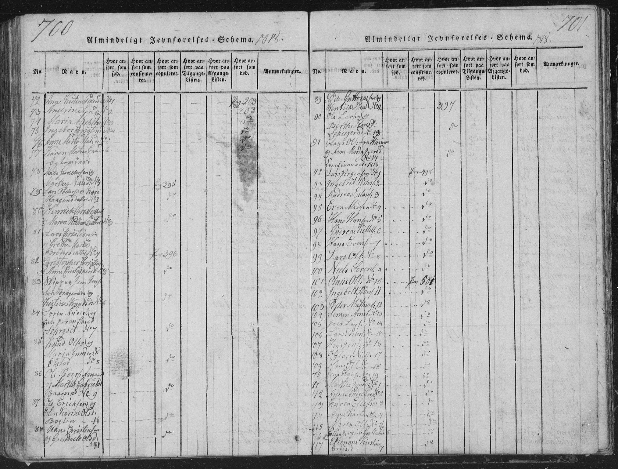 Røyken kirkebøker, SAKO/A-241/G/Ga/L0003: Parish register (copy) no. 3, 1814-1856, p. 700-701