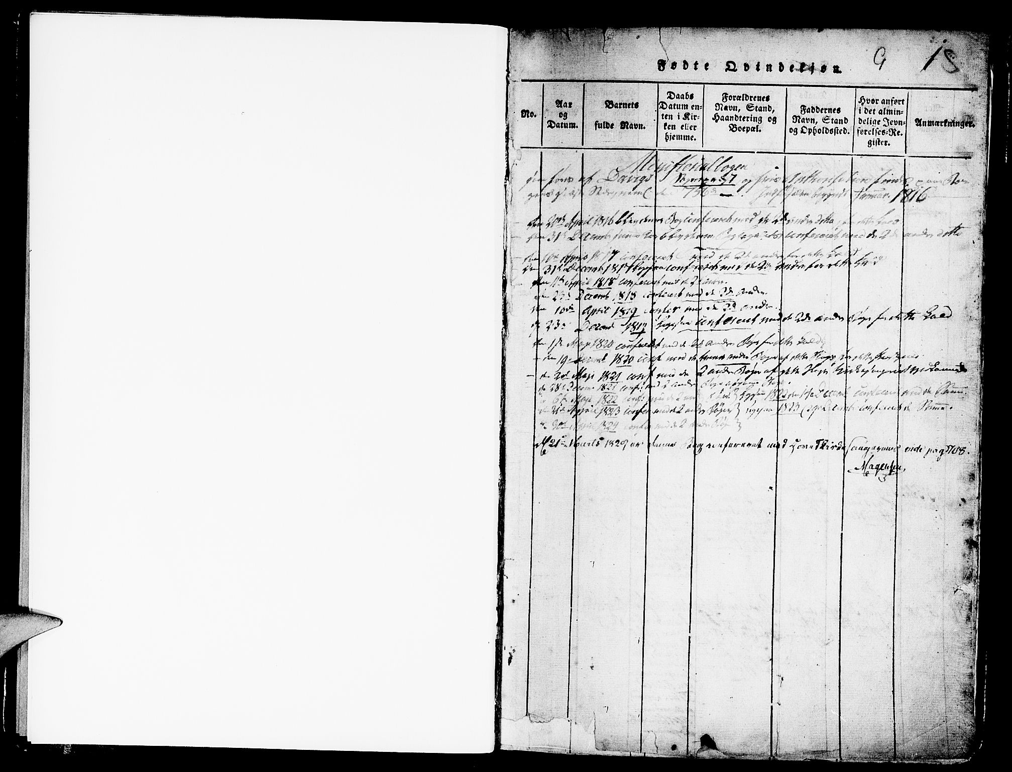 Davik sokneprestembete, SAB/A-79701/H/Haa/Haaa/L0003: Parish register (official) no. A 3, 1816-1830, p. 0-1