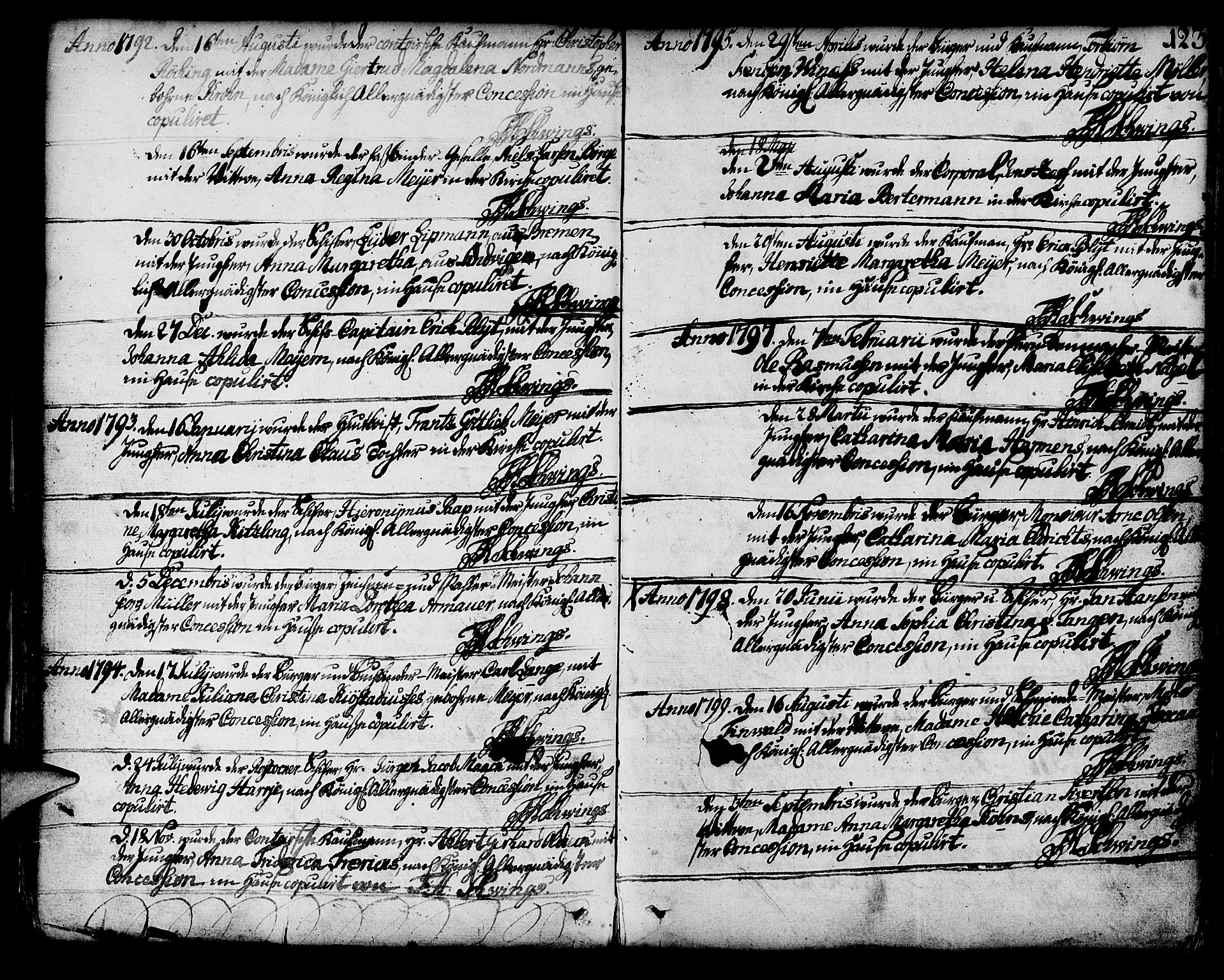 Mariakirken Sokneprestembete, SAB/A-76901/H/Haa/L0003: Parish register (official) no. A 3, 1786-1815, p. 123