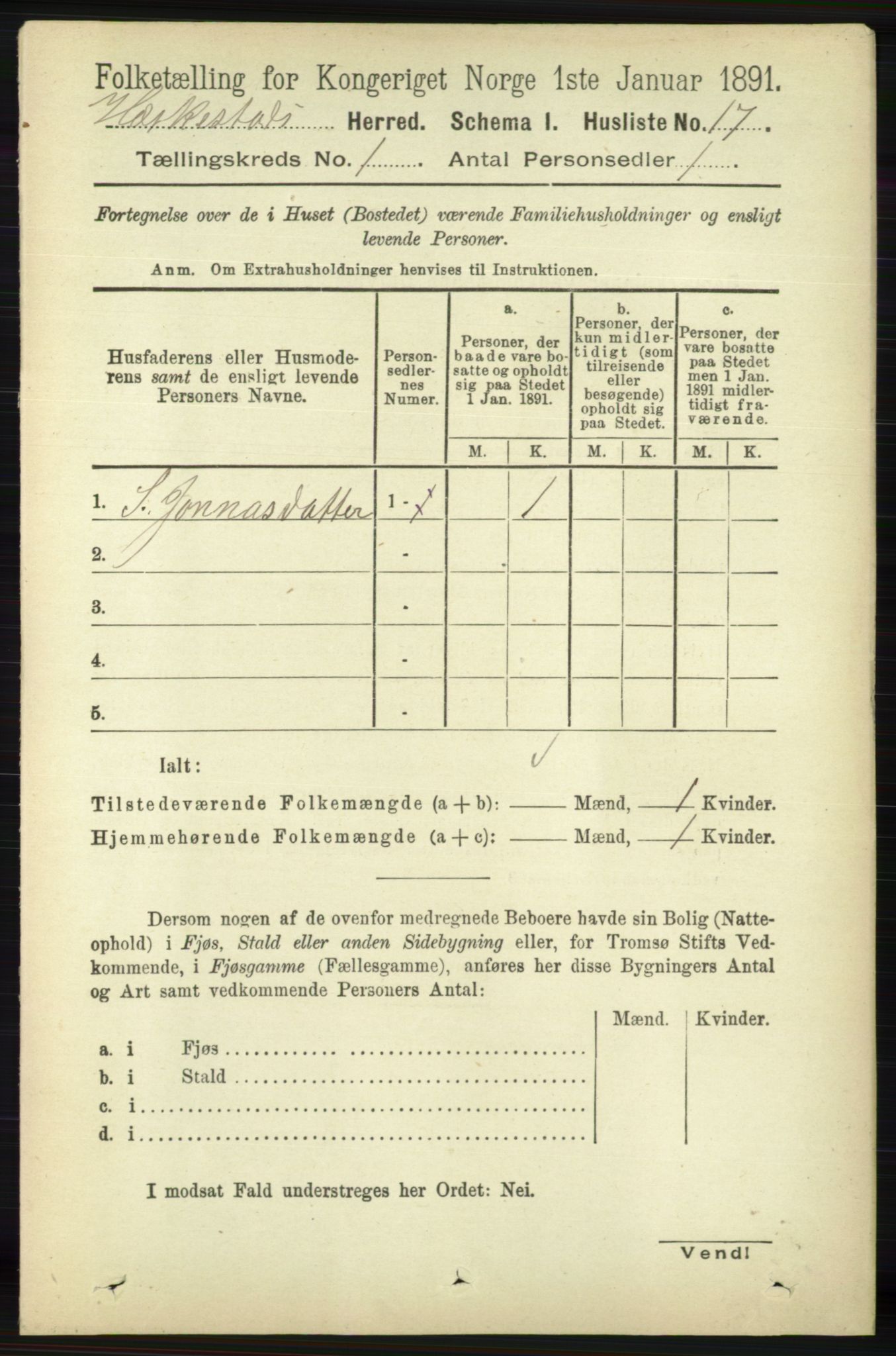 RA, 1891 census for 1113 Heskestad, 1891, p. 35