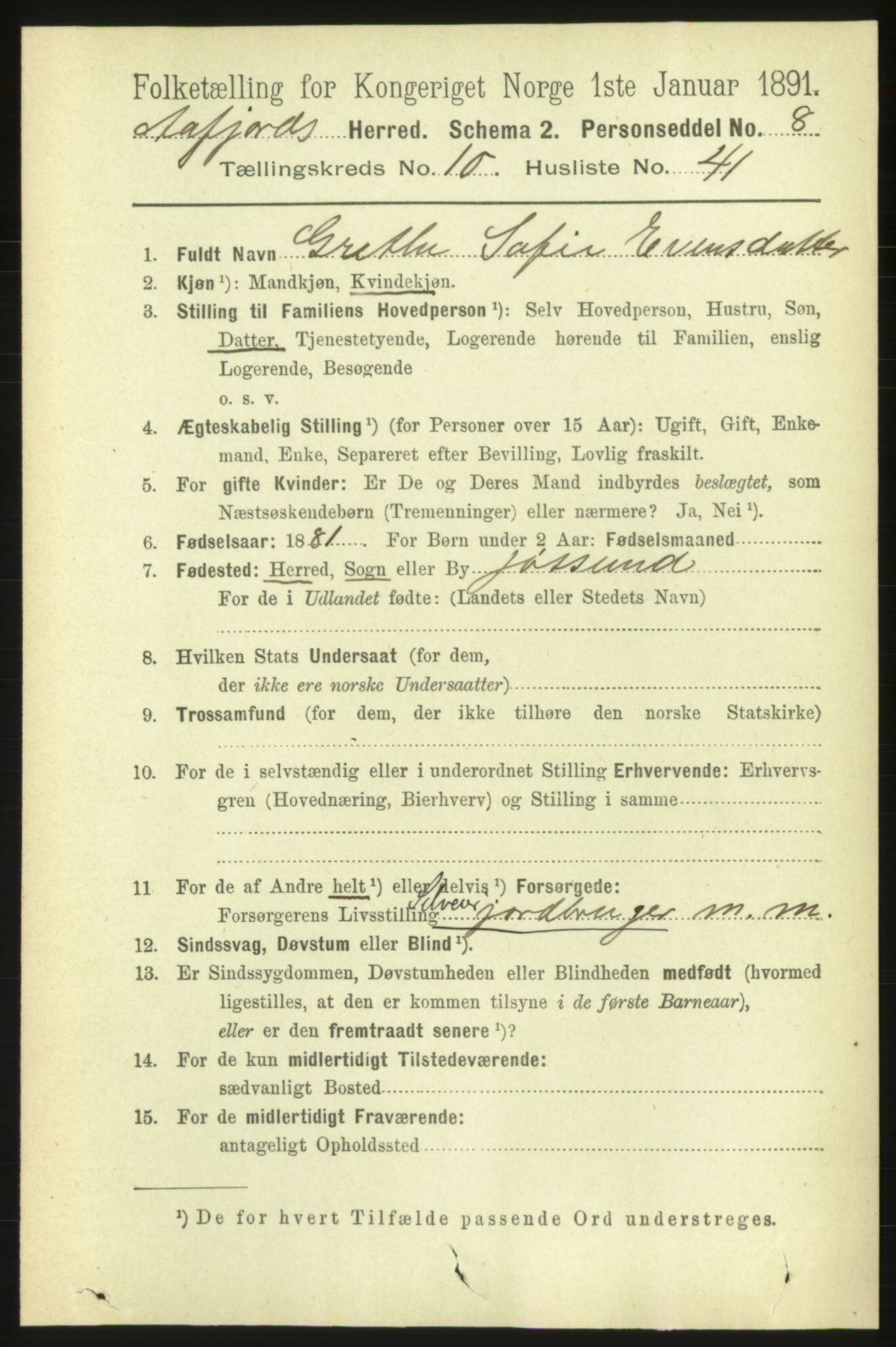 RA, 1891 census for 1630 Åfjord, 1891, p. 3236