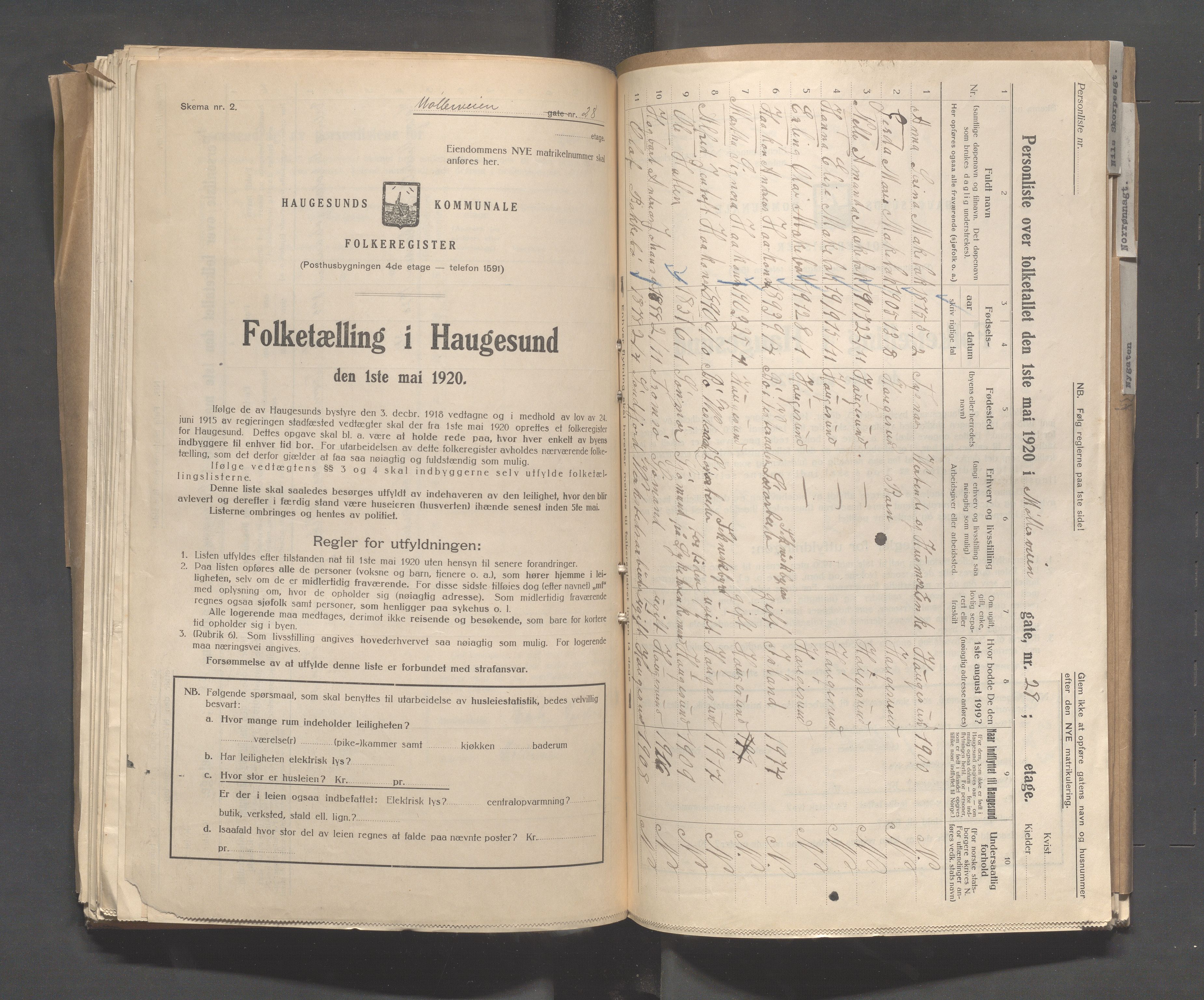 IKAR, Local census 1.5.1920 for Haugesund, 1920, p. 2976