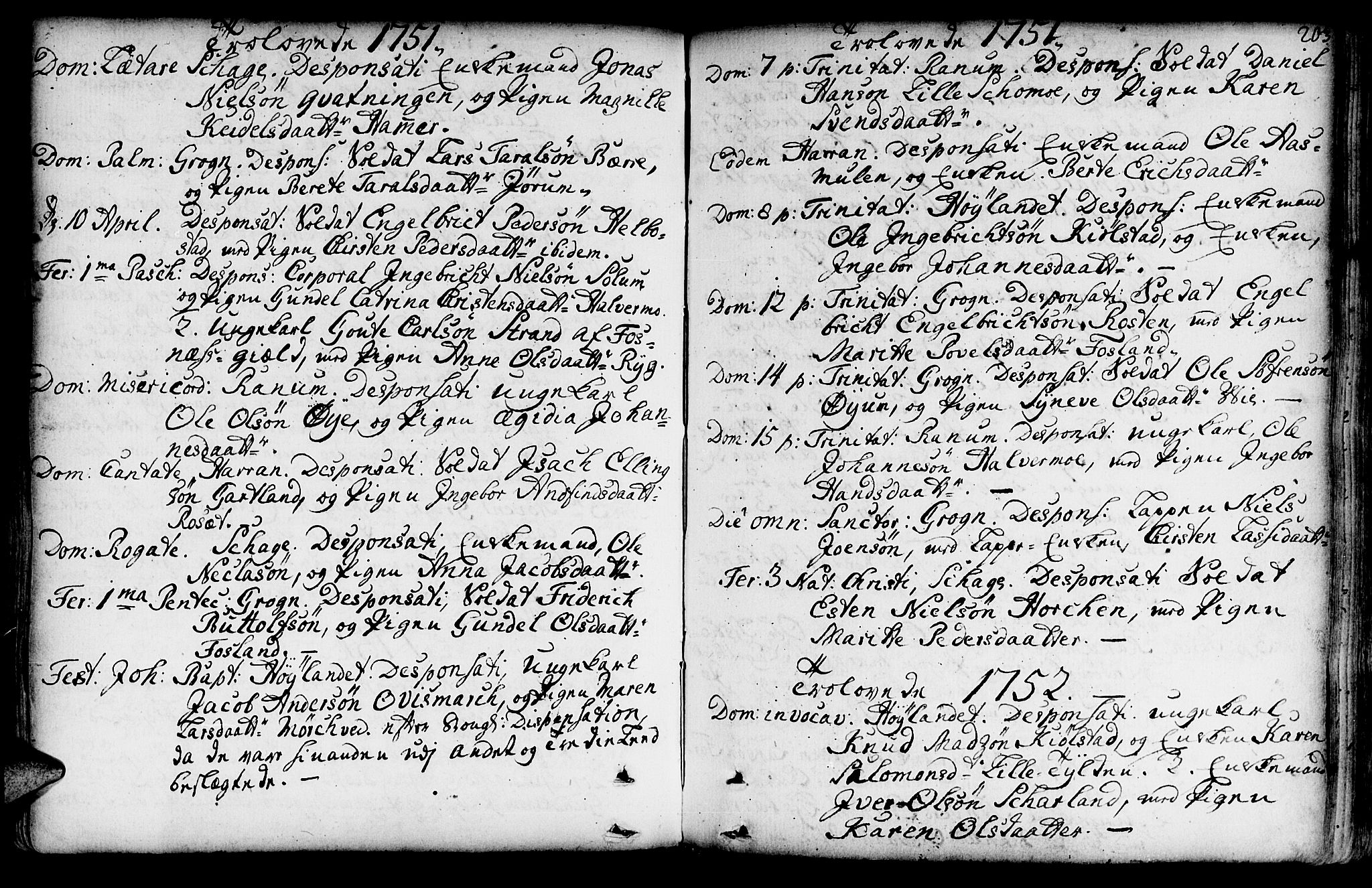 Ministerialprotokoller, klokkerbøker og fødselsregistre - Nord-Trøndelag, SAT/A-1458/764/L0542: Parish register (official) no. 764A02, 1748-1779, p. 203