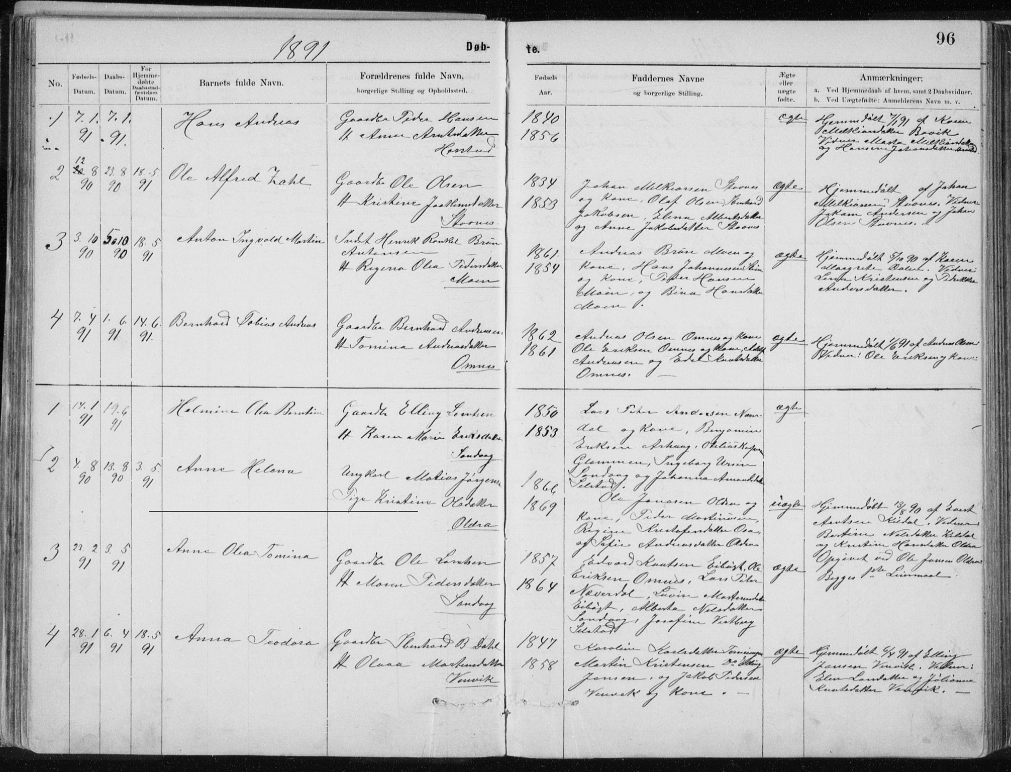 Ministerialprotokoller, klokkerbøker og fødselsregistre - Nordland, SAT/A-1459/843/L0636: Parish register (copy) no. 843C05, 1884-1909, p. 96