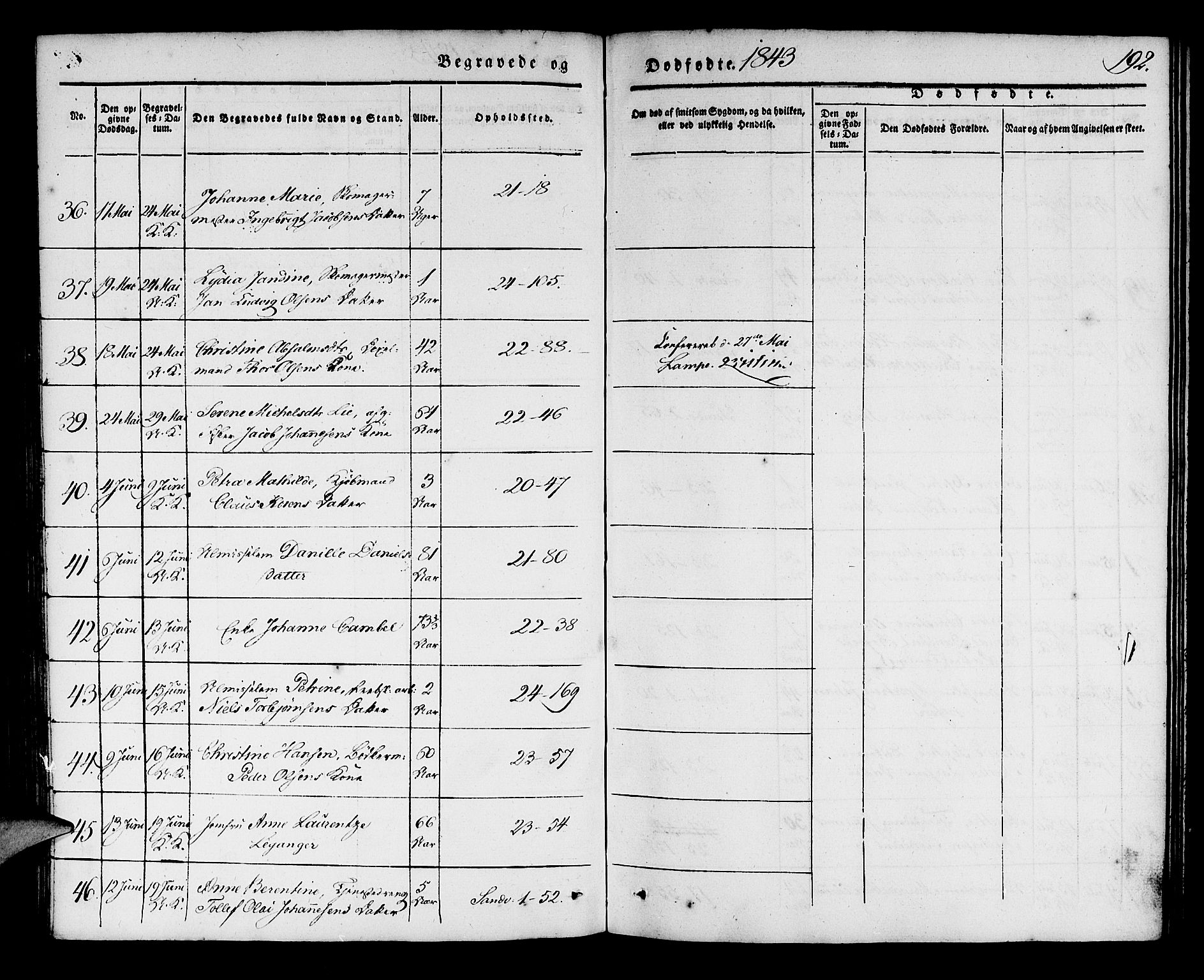 Korskirken sokneprestembete, AV/SAB-A-76101/H/Haa/L0043: Parish register (official) no. E 1, 1834-1848, p. 192