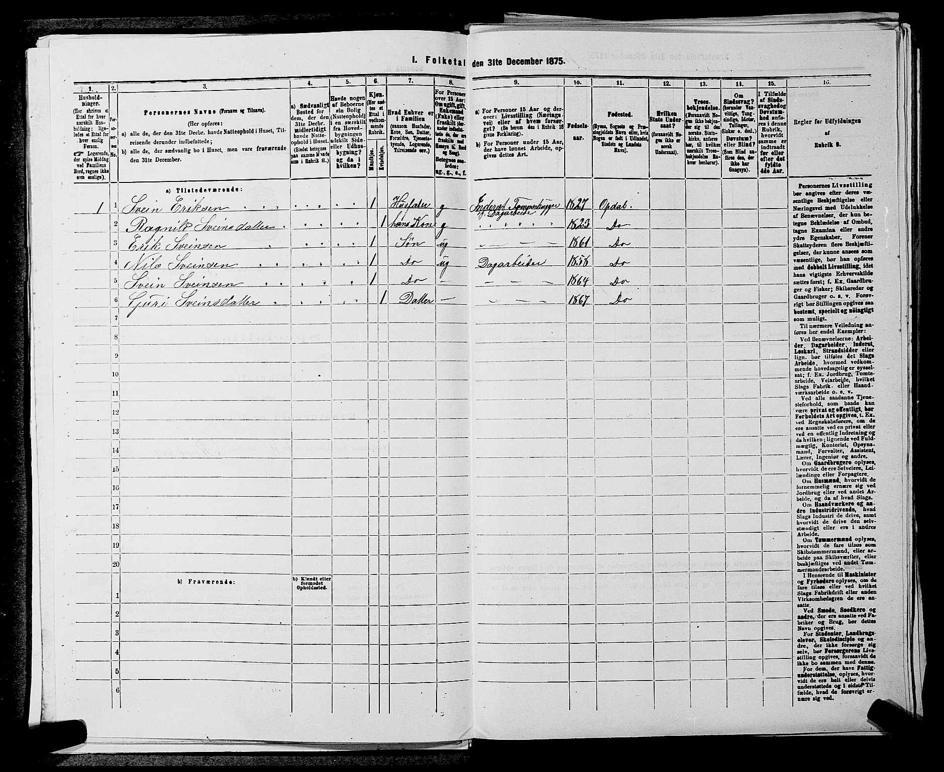 SAKO, 1875 census for 0633P Nore, 1875, p. 357