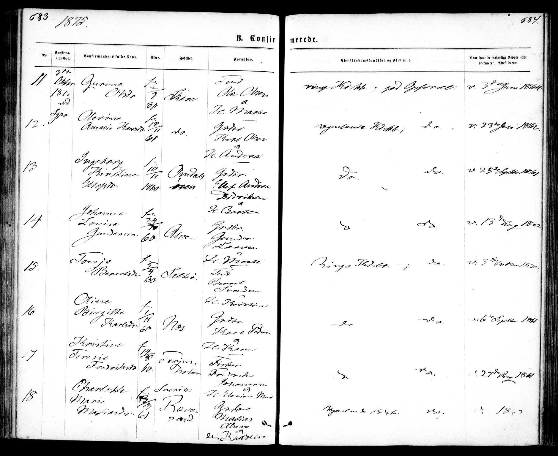 Tromøy sokneprestkontor, AV/SAK-1111-0041/F/Fa/L0008: Parish register (official) no. A 8, 1870-1877, p. 683-684