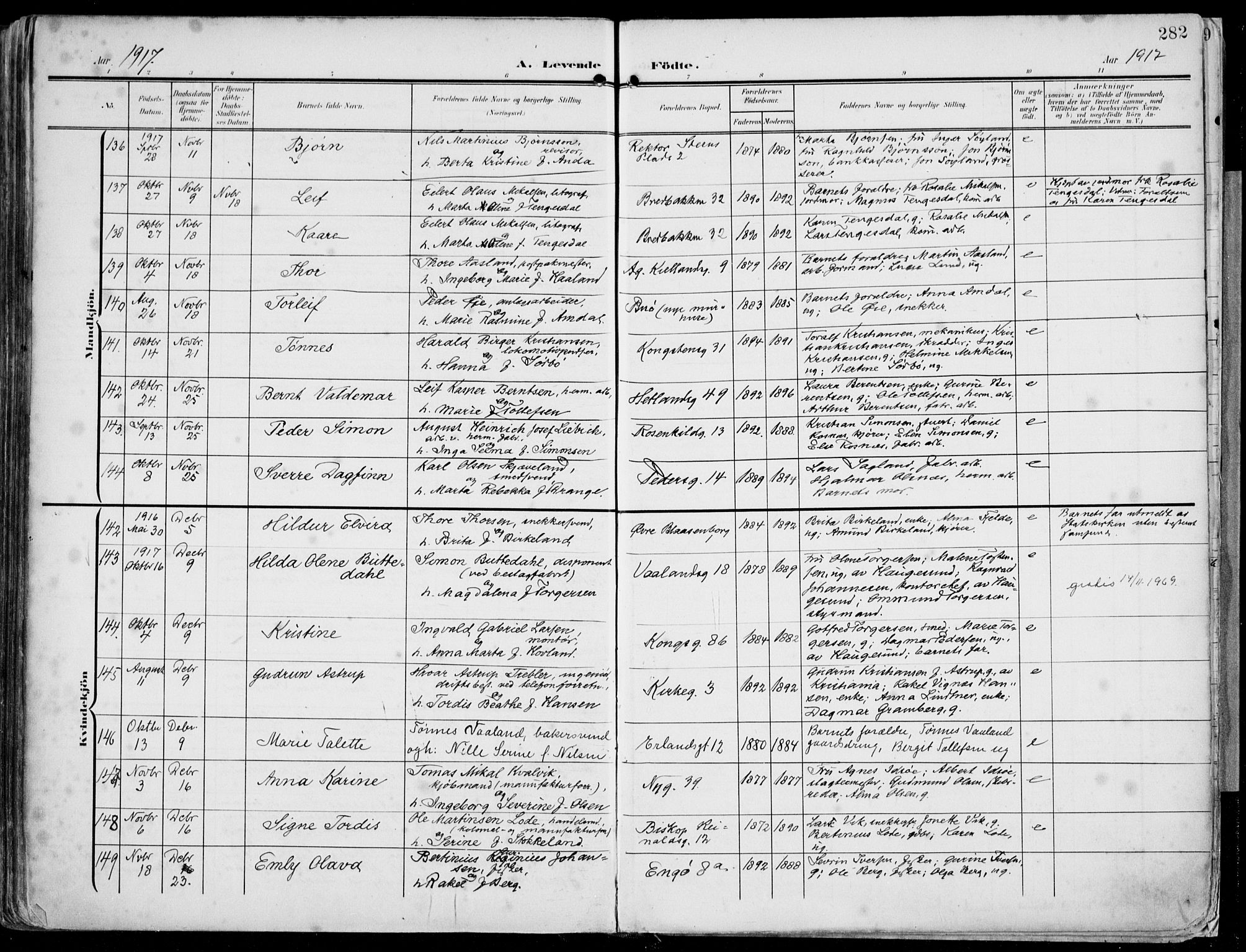 St. Petri sokneprestkontor, AV/SAST-A-101813/002/A/L0005: Parish register (official) no. A 23, 1902-1918, p. 282