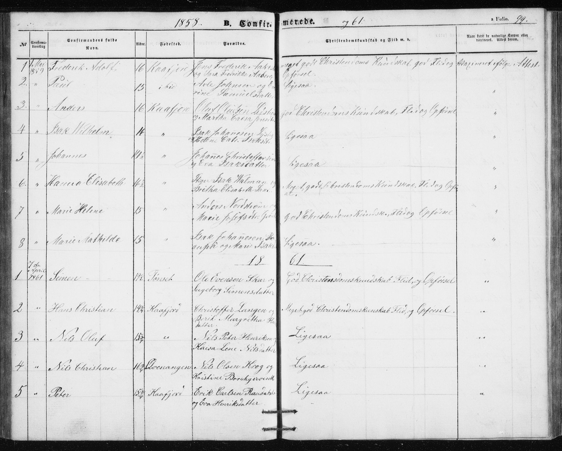 Alta sokneprestkontor, SATØ/S-1338/H/Hb/L0002.klokk: Parish register (copy) no. 2, 1856-1880, p. 99