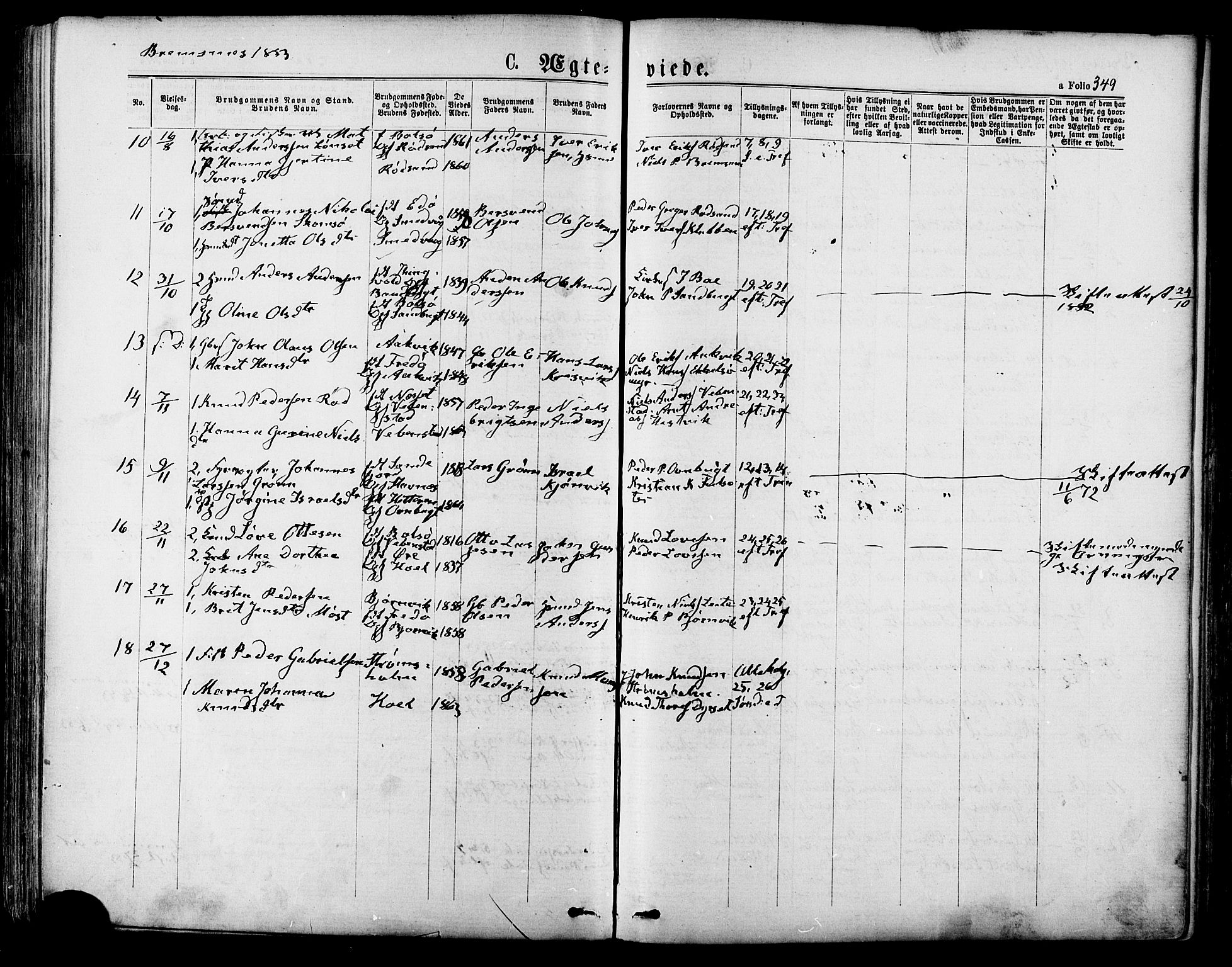 Ministerialprotokoller, klokkerbøker og fødselsregistre - Møre og Romsdal, SAT/A-1454/568/L0806: Parish register (official) no. 568A12 /3, 1878-1884, p. 349