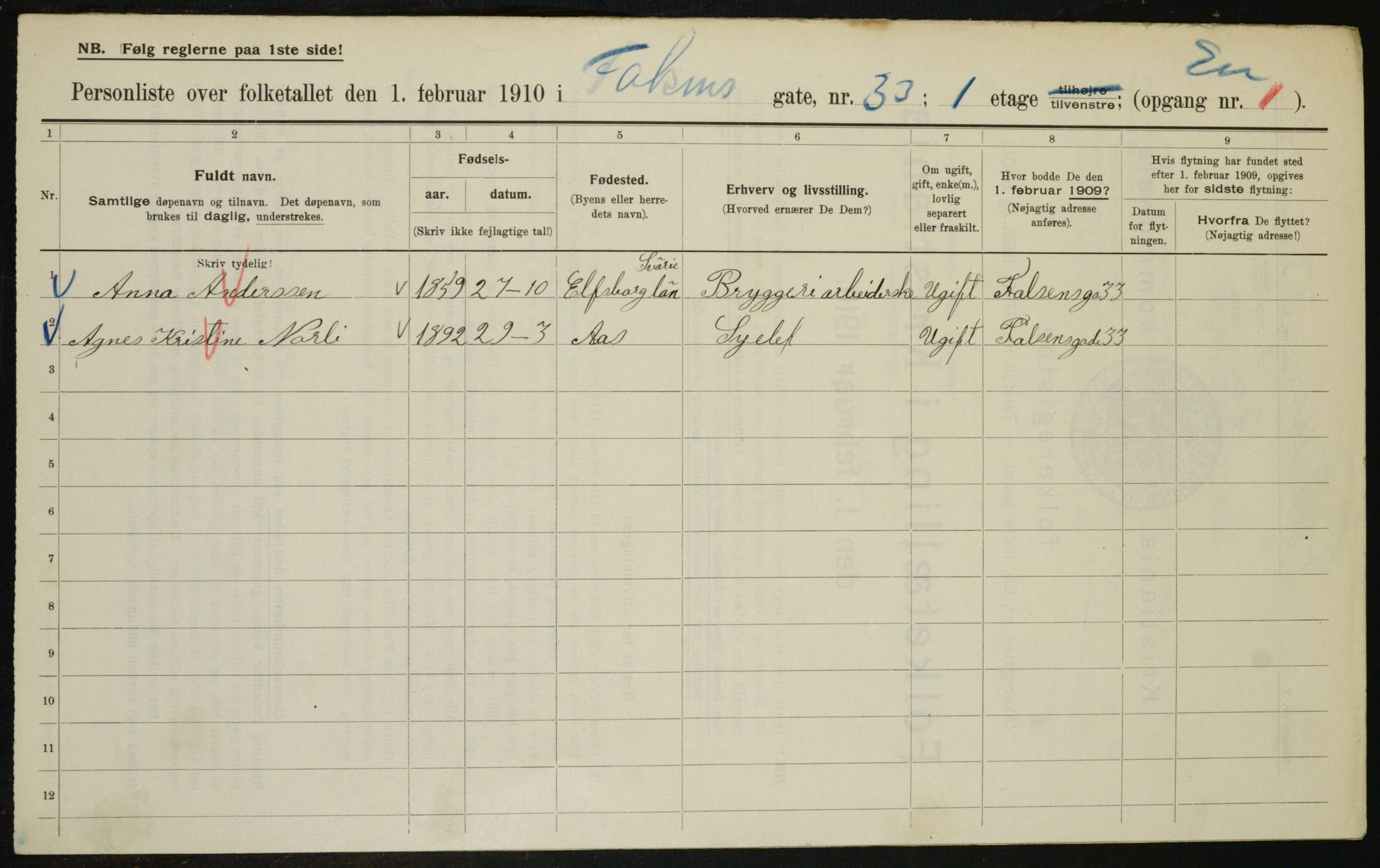 OBA, Municipal Census 1910 for Kristiania, 1910, p. 22175