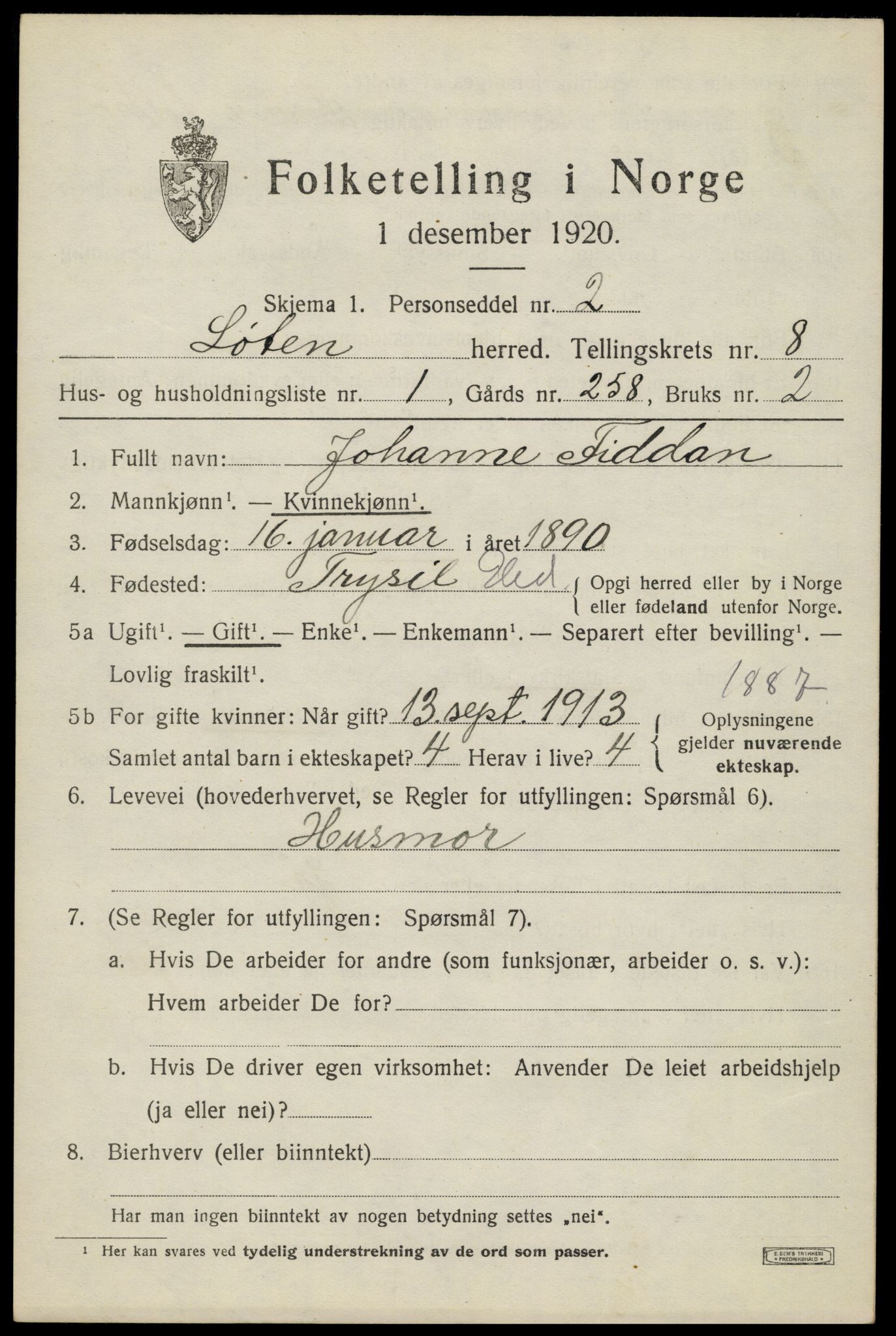 SAH, 1920 census for Løten, 1920, p. 14235