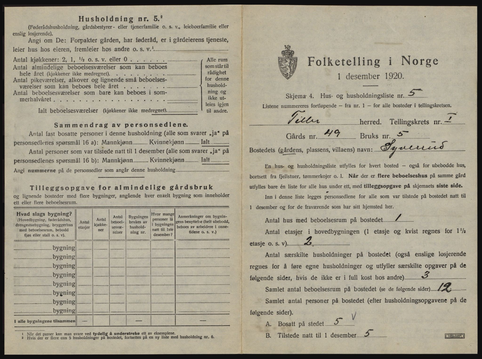 SAT, 1920 census for Tiller, 1920, p. 27