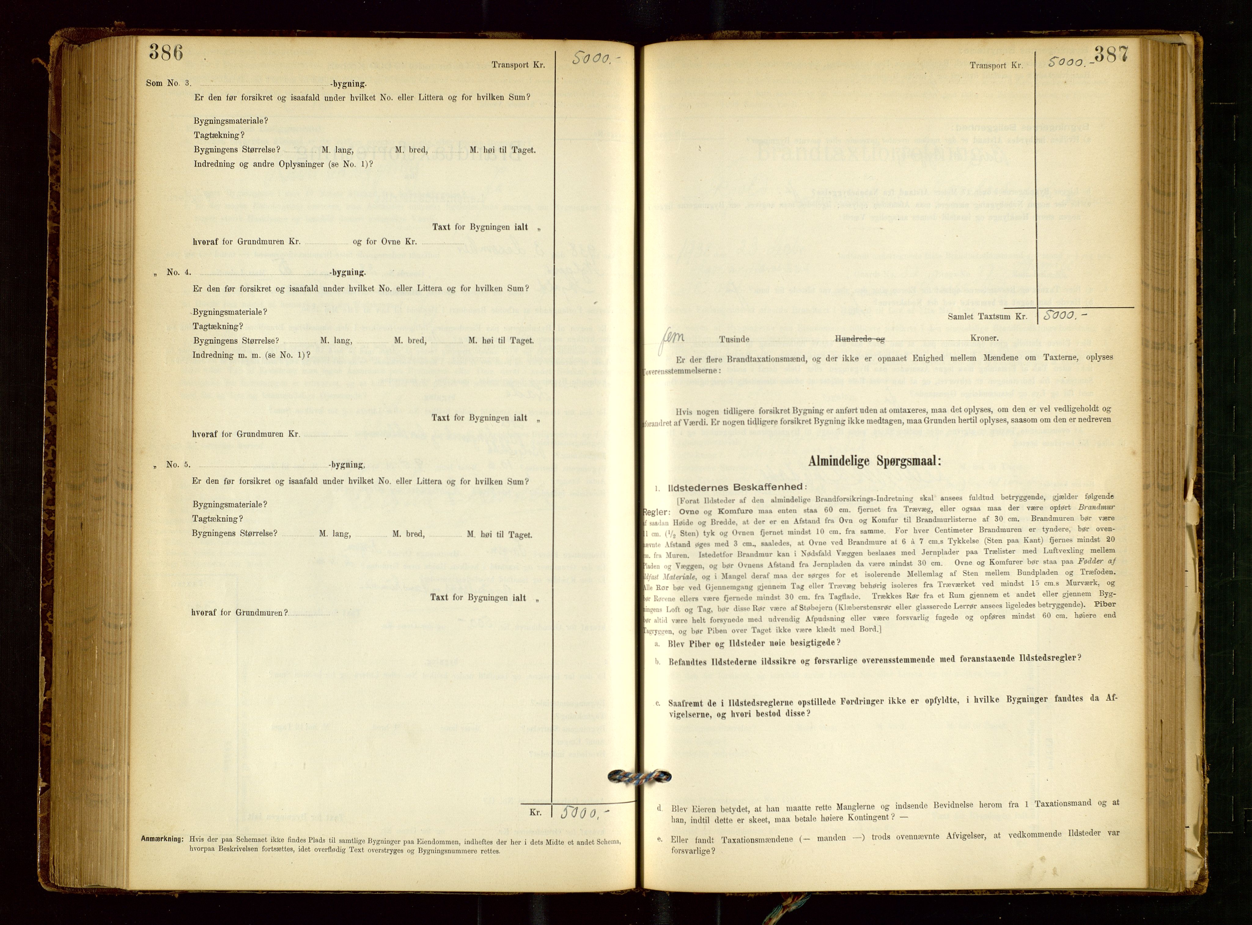 Skjold lensmannskontor, AV/SAST-A-100182/Gob/L0001: "Brandtaxationsprotokol for Skjold Lensmandsdistrikt Ryfylke Fogderi", 1894-1939, p. 386-387