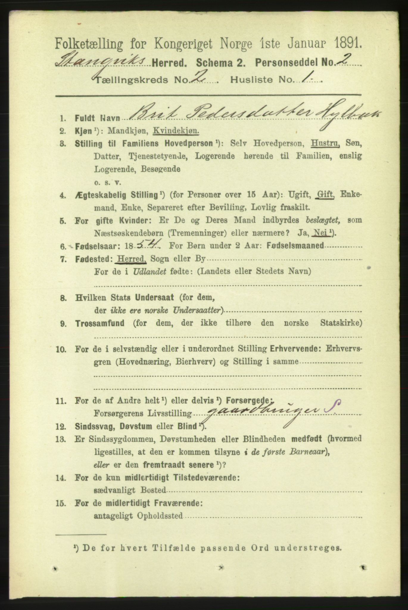 RA, 1891 census for 1564 Stangvik, 1891, p. 661