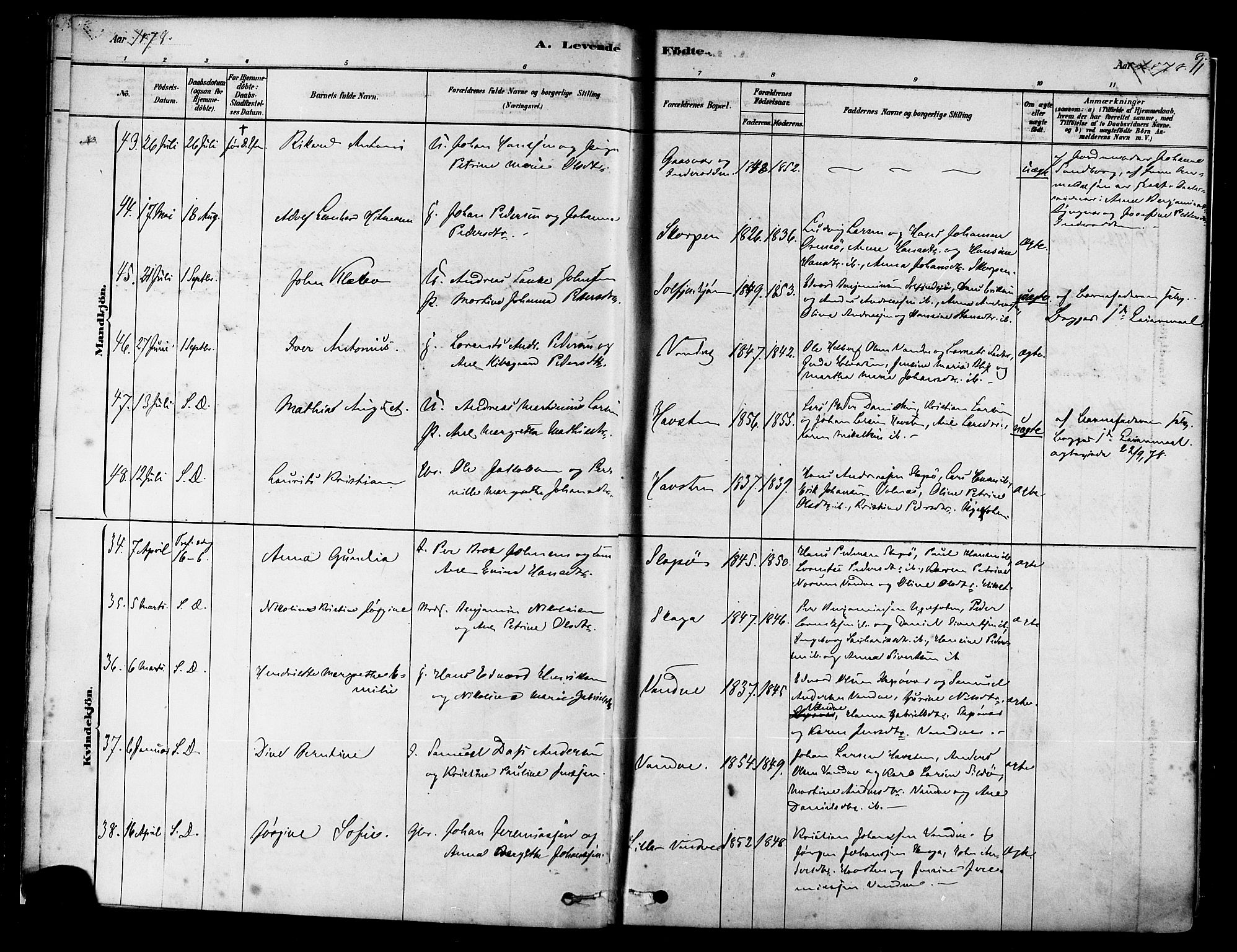 Ministerialprotokoller, klokkerbøker og fødselsregistre - Nordland, AV/SAT-A-1459/834/L0507: Parish register (official) no. 834A05, 1878-1892, p. 11