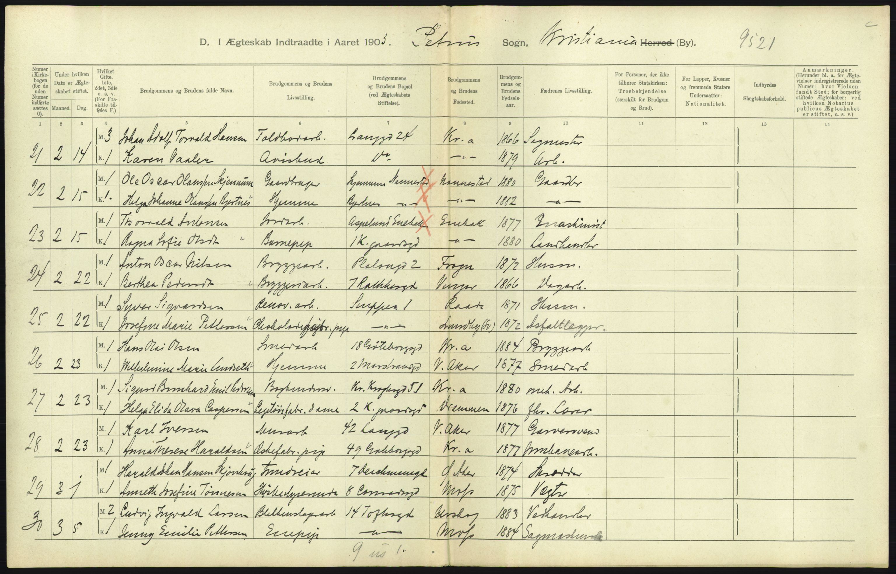 Statistisk sentralbyrå, Sosiodemografiske emner, Befolkning, AV/RA-S-2228/D/Df/Dfa/Dfaa/L0004: Kristiania: Gifte, døde, 1903, p. 499