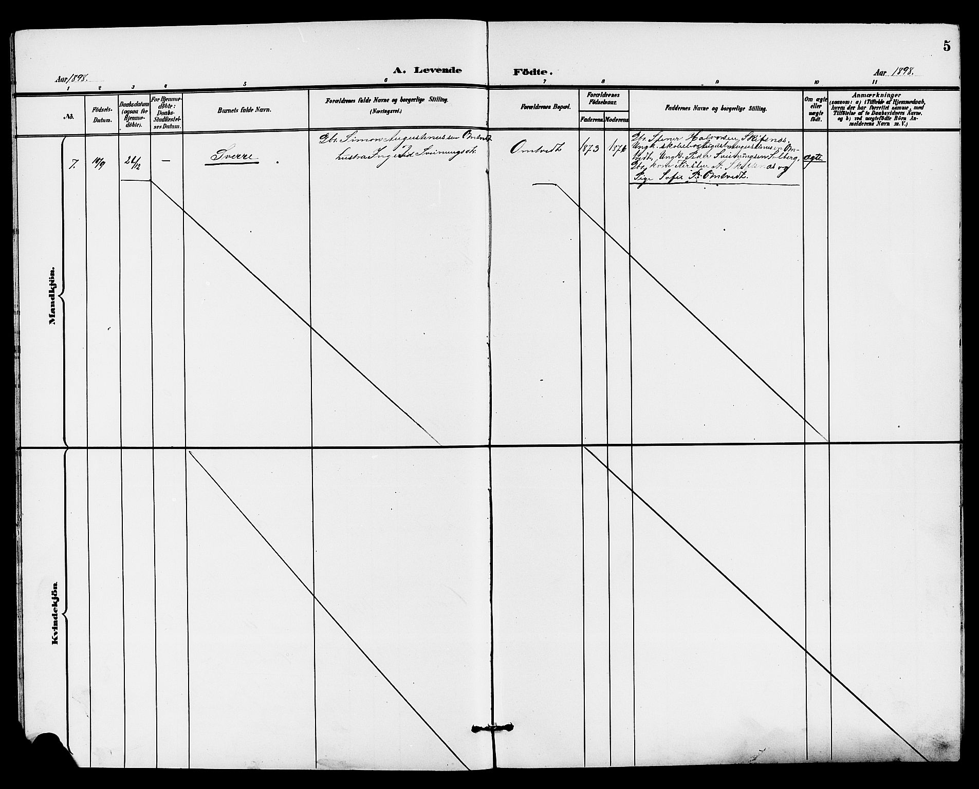 Holla kirkebøker, AV/SAKO-A-272/G/Gb/L0002: Parish register (copy) no. II 2, 1897-1913, p. 5