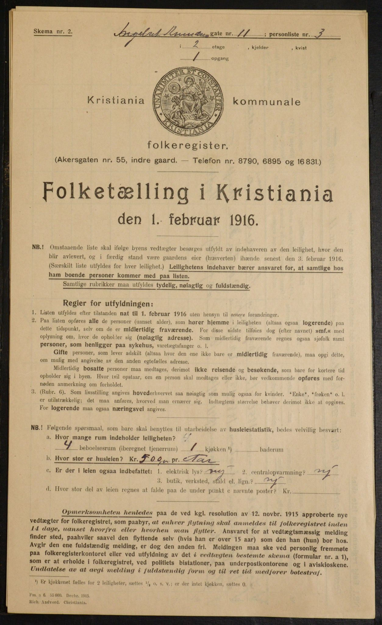 OBA, Municipal Census 1916 for Kristiania, 1916, p. 44837