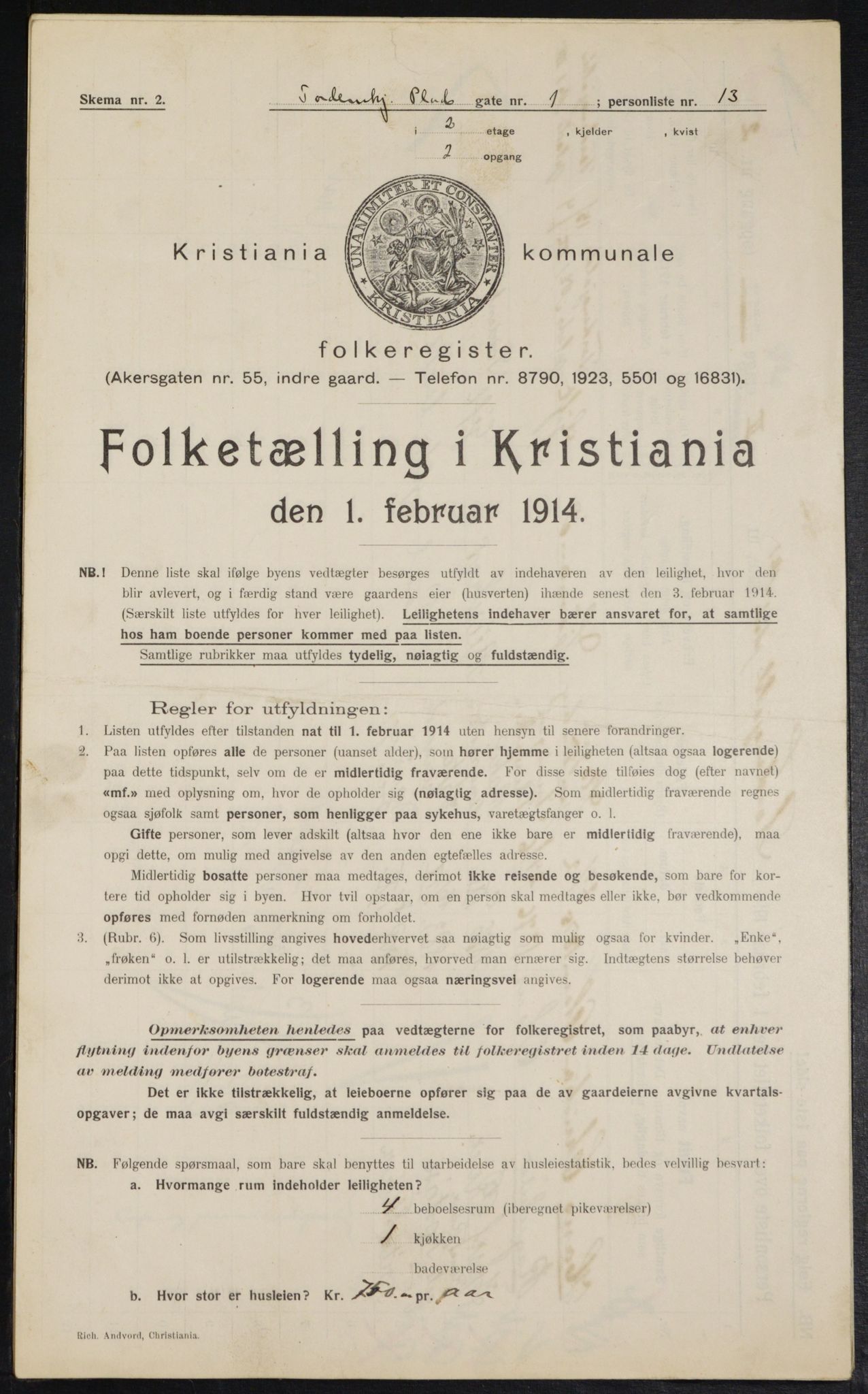 OBA, Municipal Census 1914 for Kristiania, 1914, p. 114660